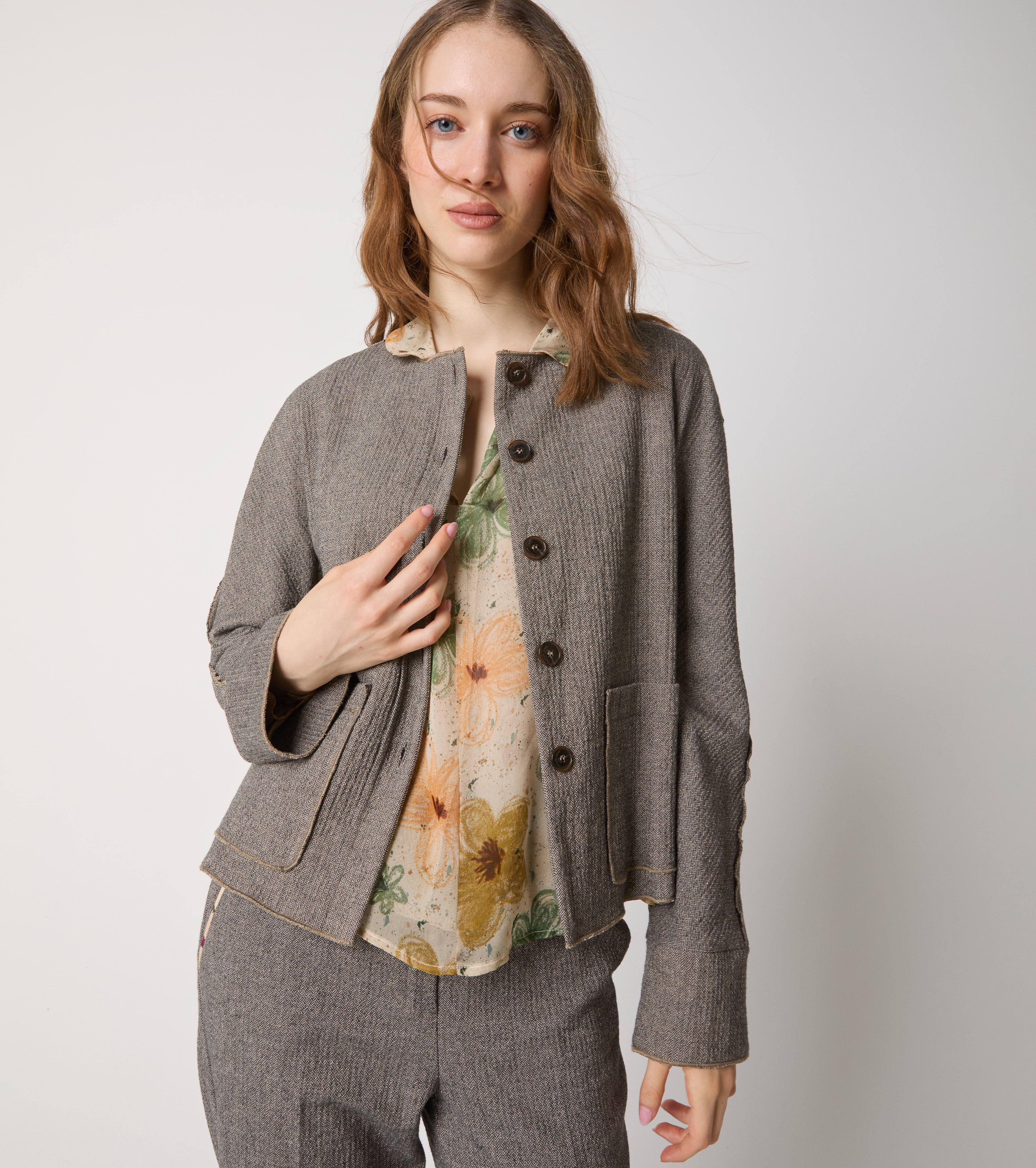 Blazer in misto cotone stretch