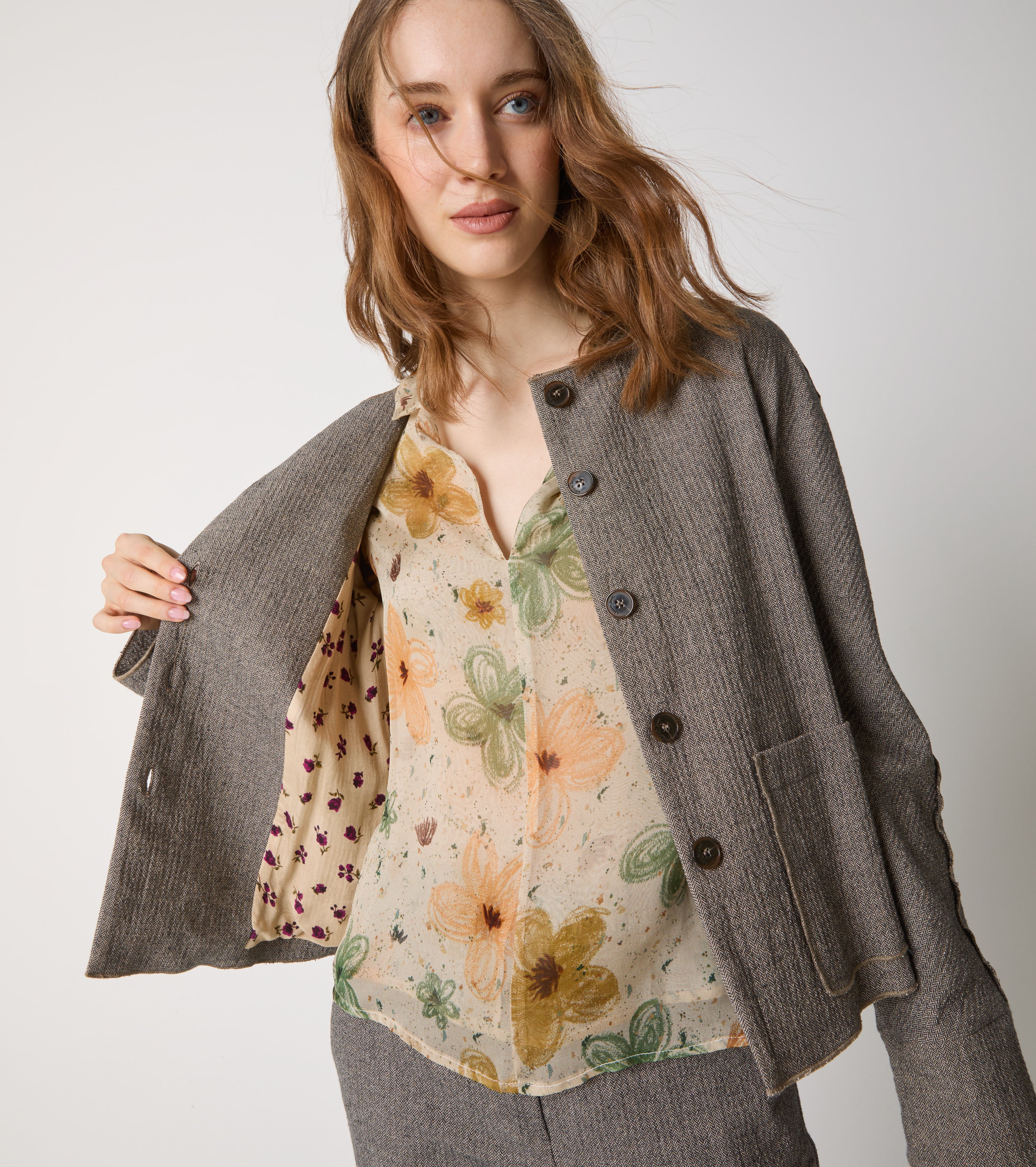 Blazer in misto cotone stretch