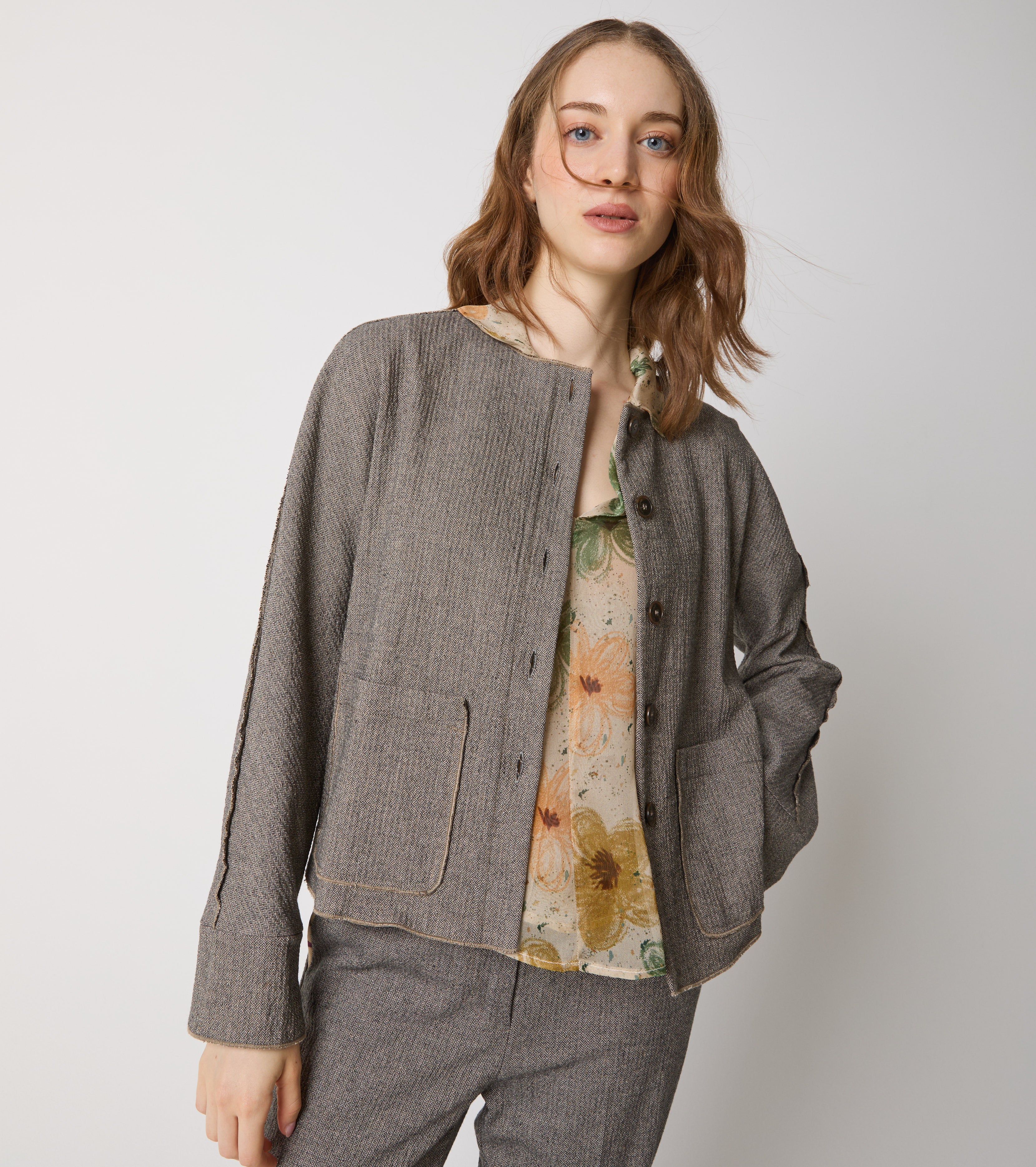 Blazer in misto cotone stretch