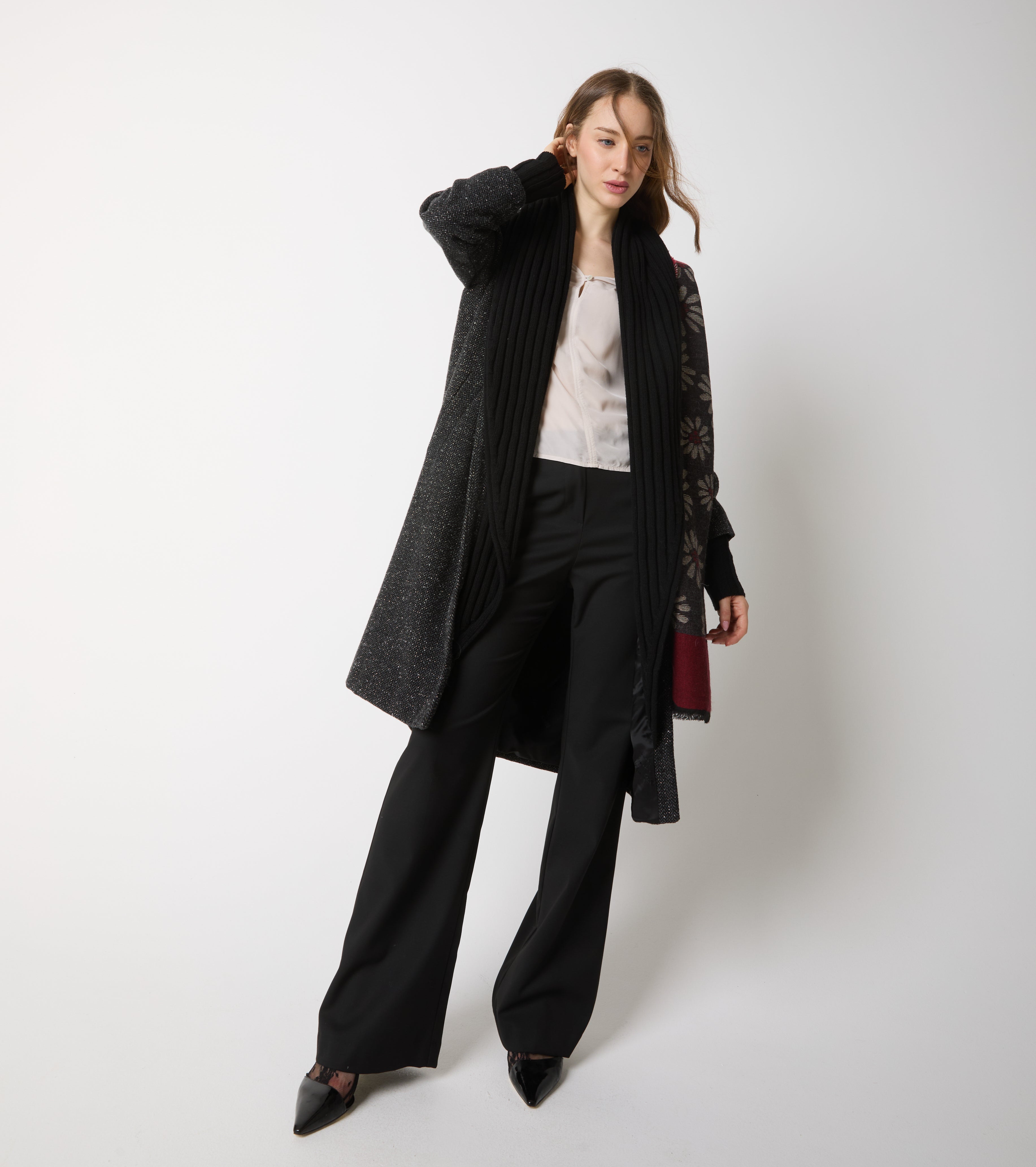 Cappotto in lana con revers