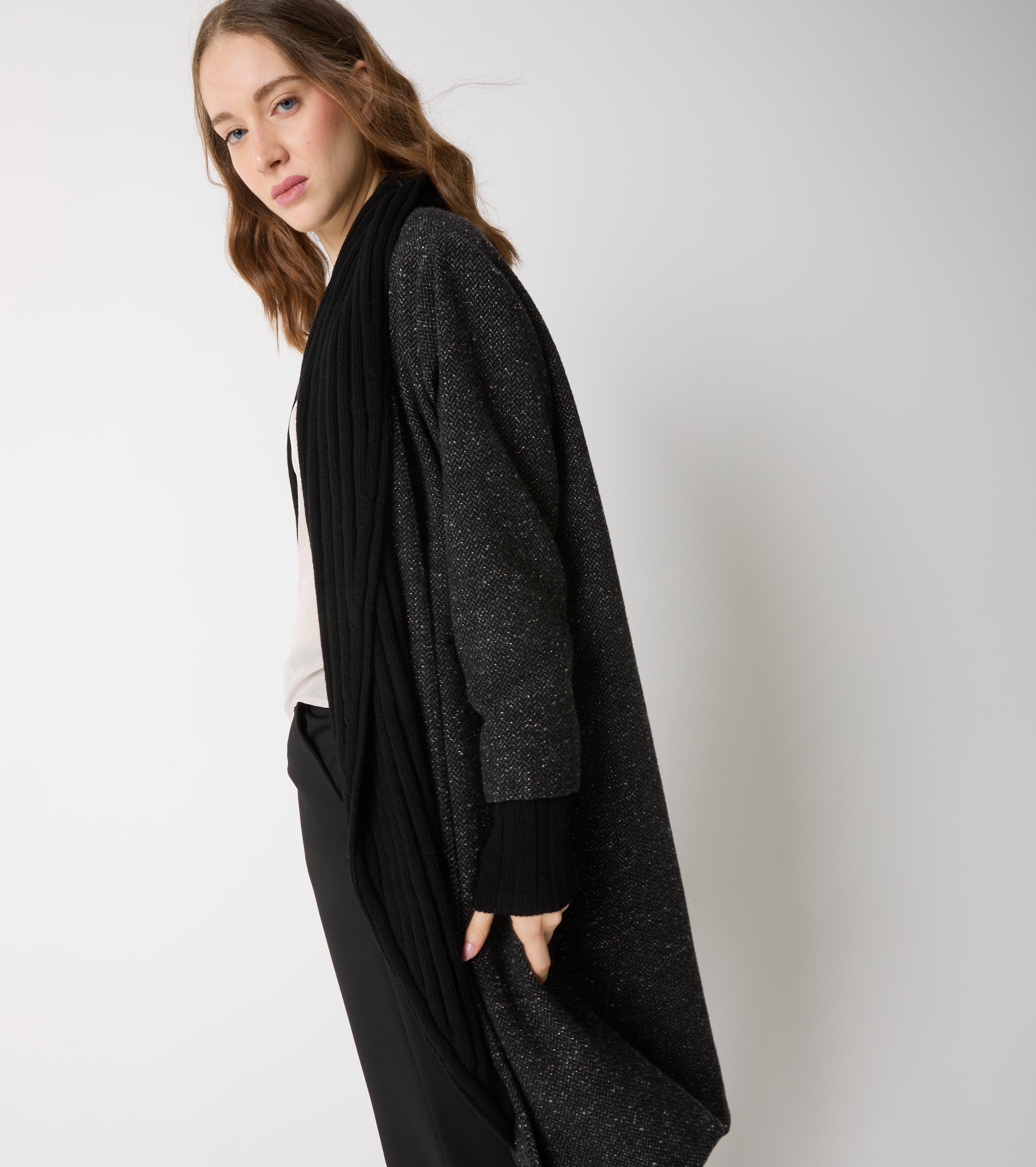 Cappotto in lana con revers