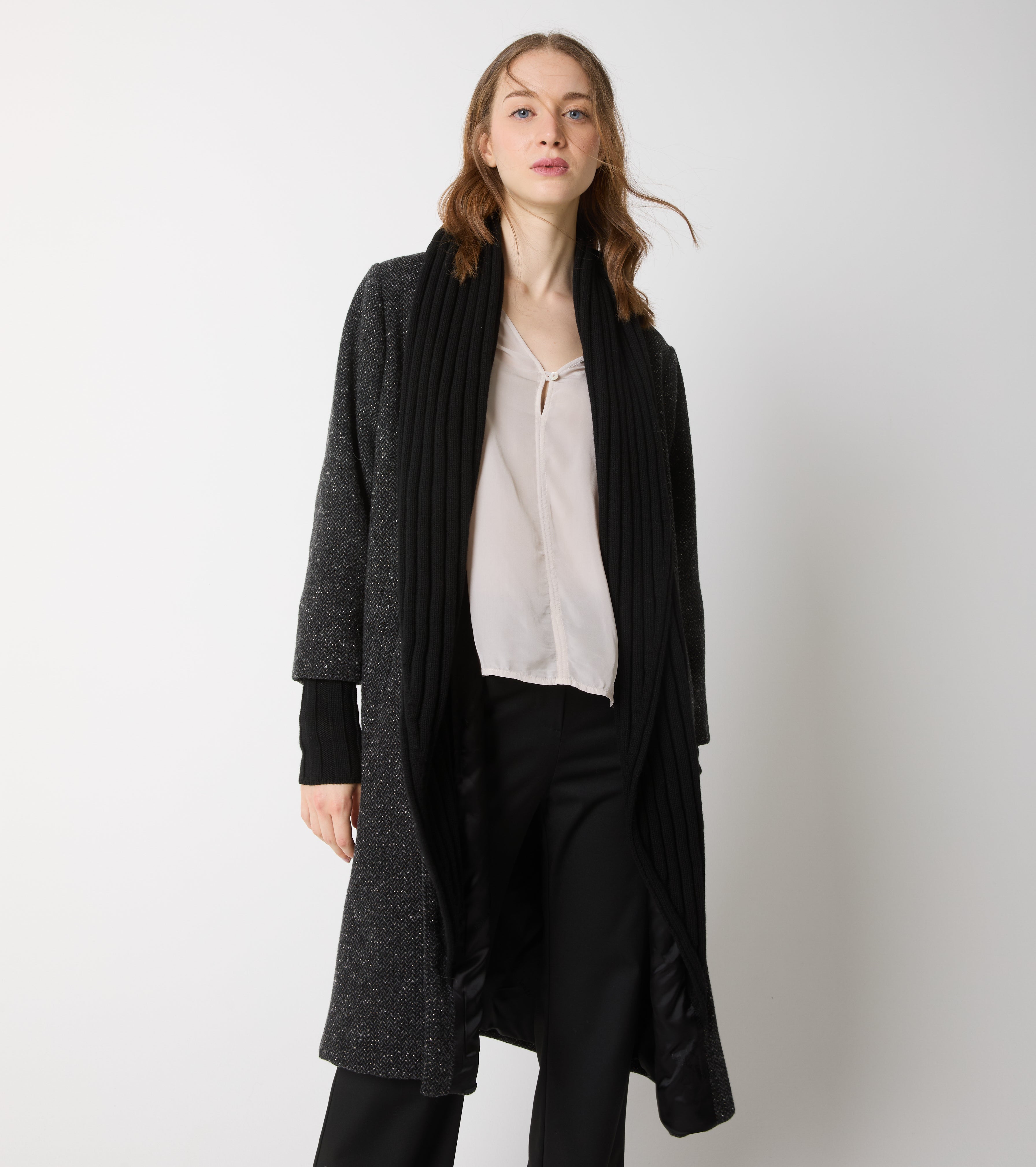 Cappotto in lana con revers
