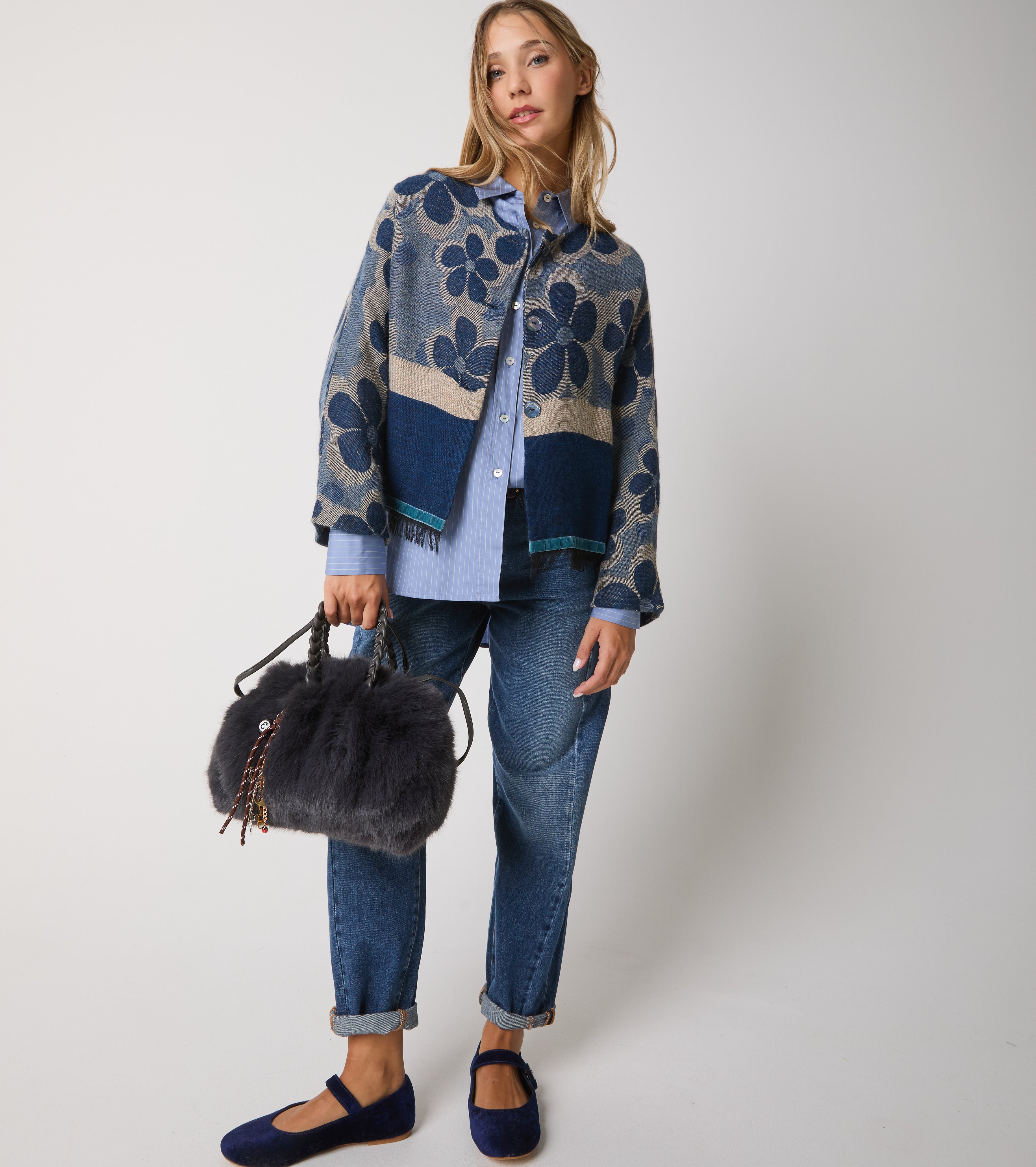Jacquard wool and alpaca blend jacket