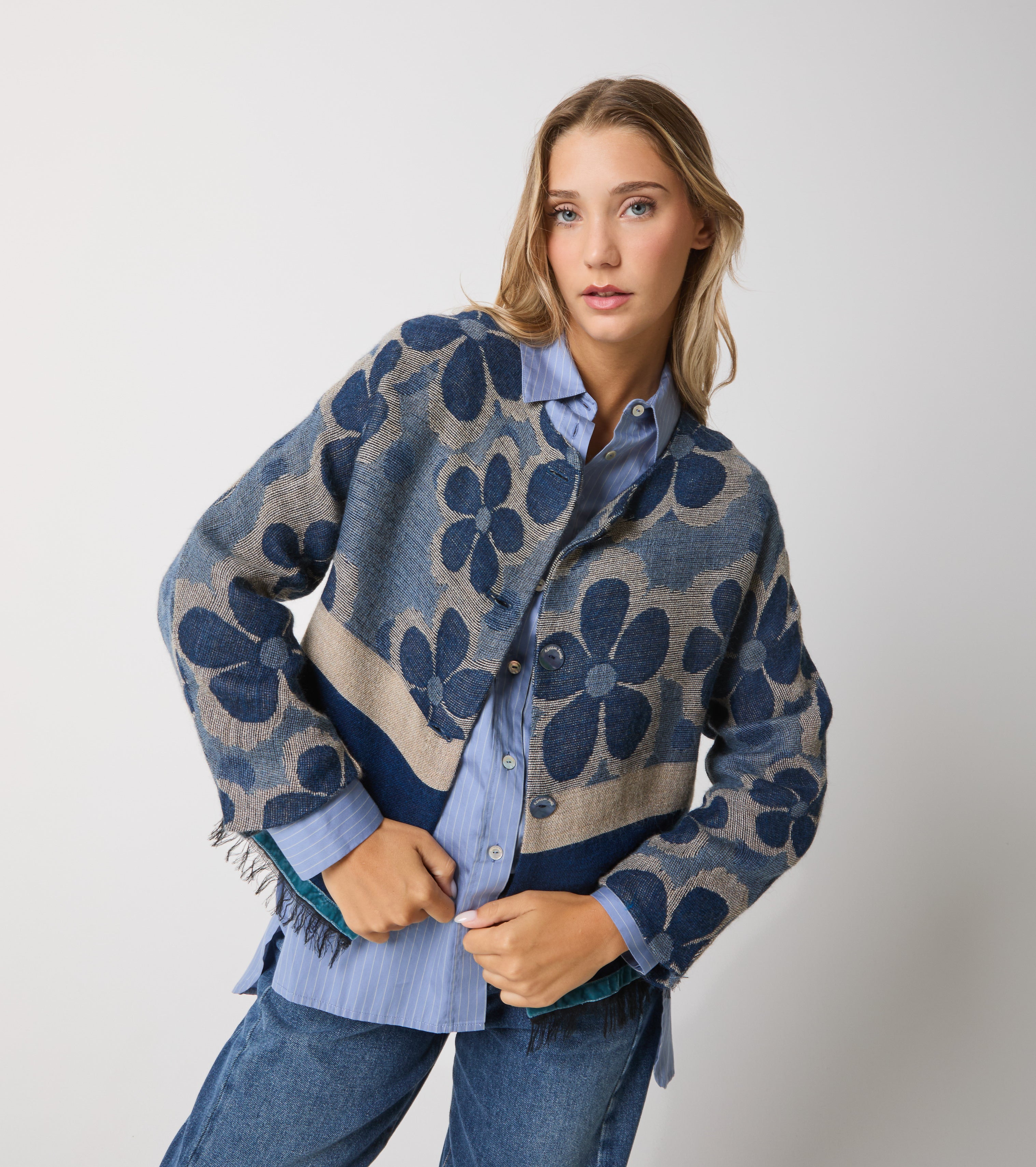 Jacquard wool and alpaca blend jacket
