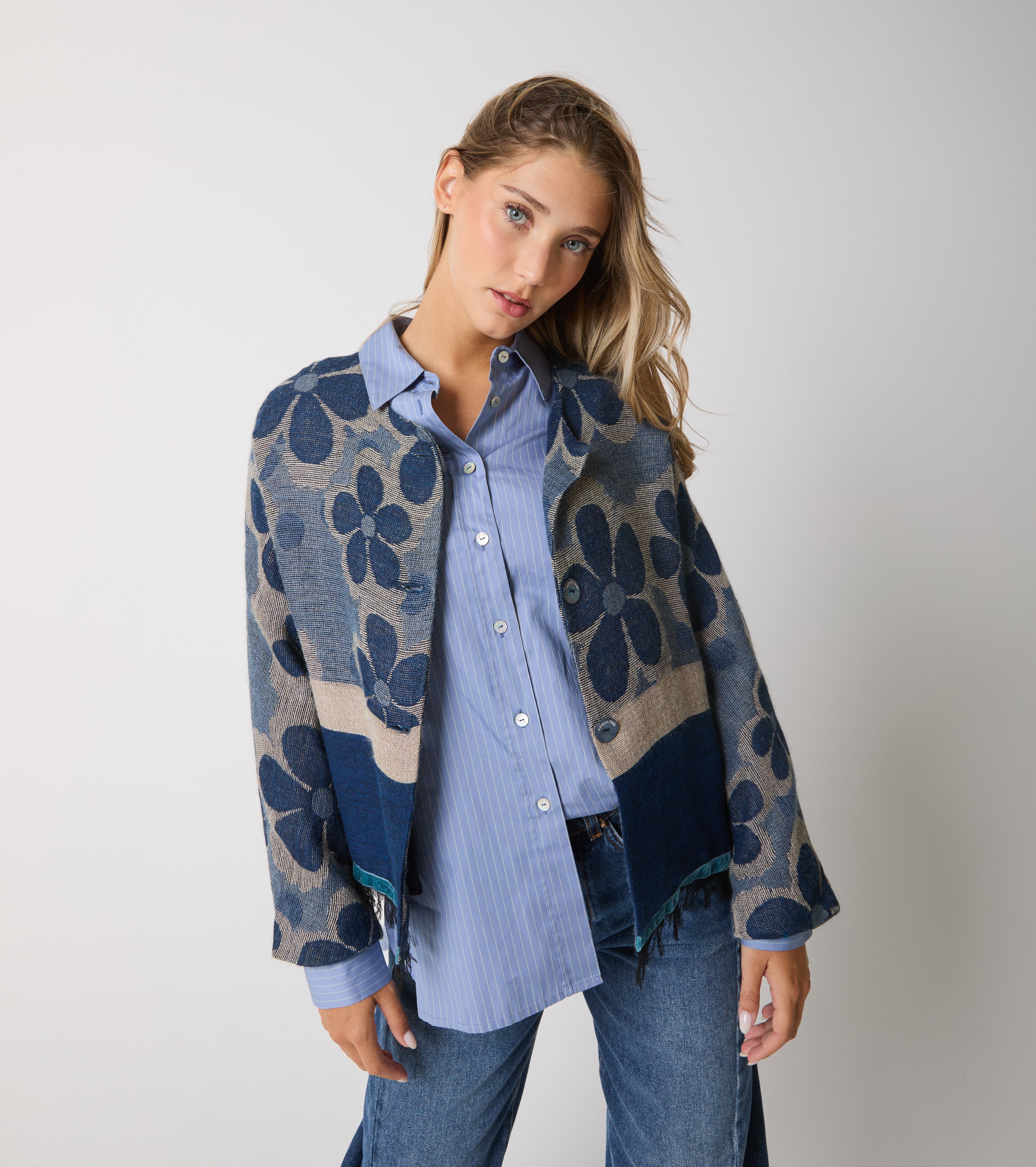 Jacquard wool and alpaca blend jacket