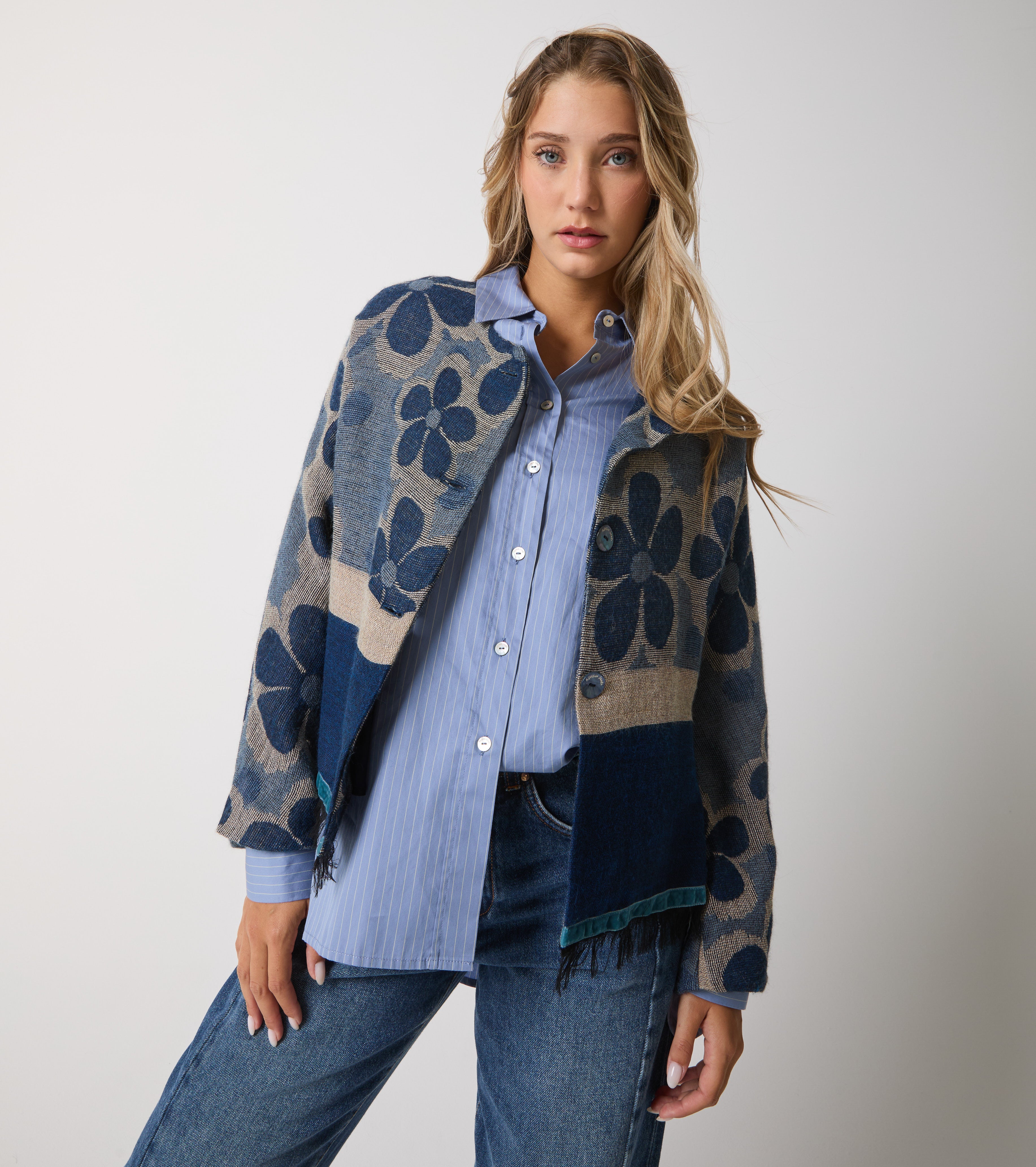 Jacquard wool and alpaca blend jacket