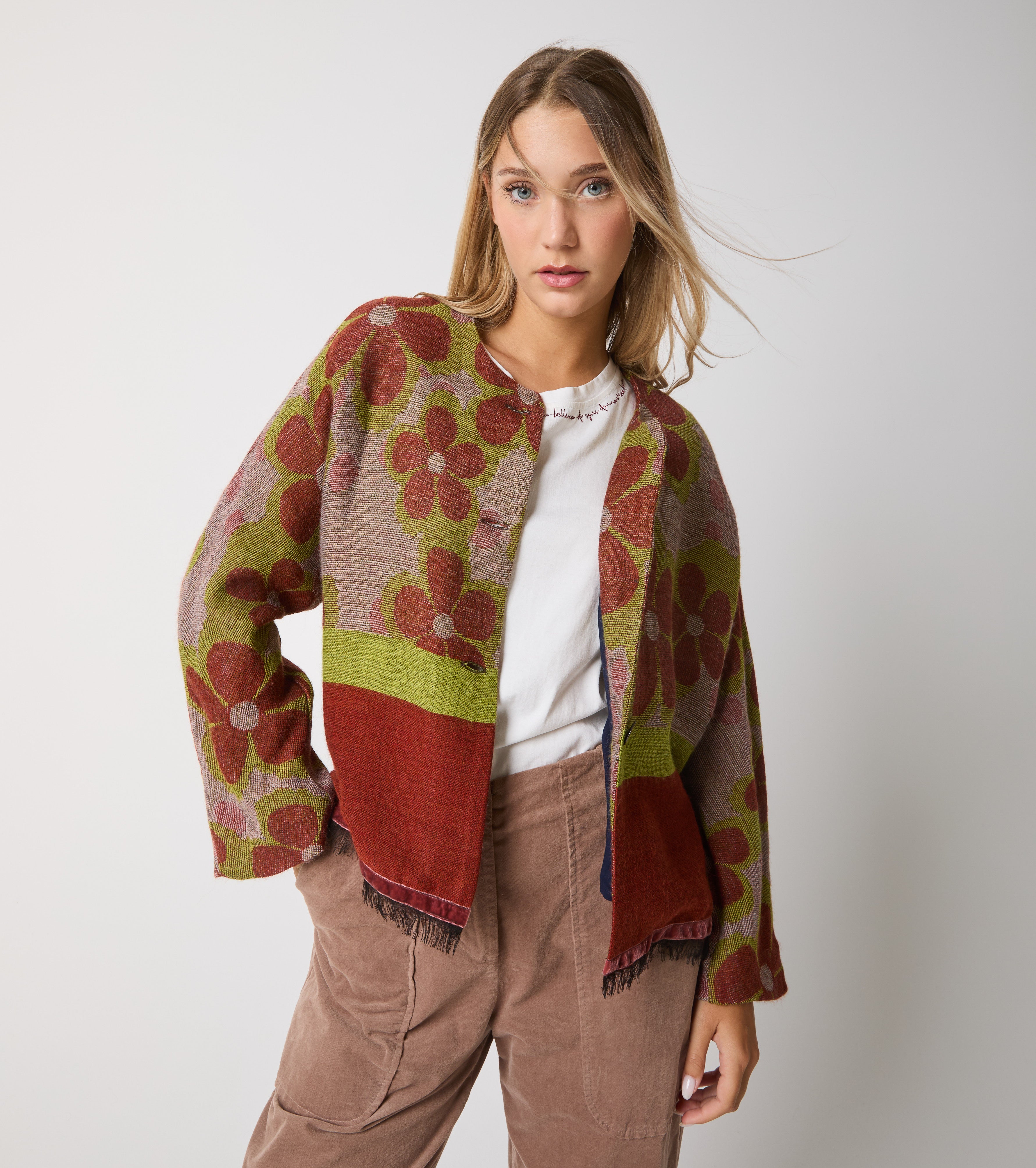 Jacquard wool and alpaca blend jacket