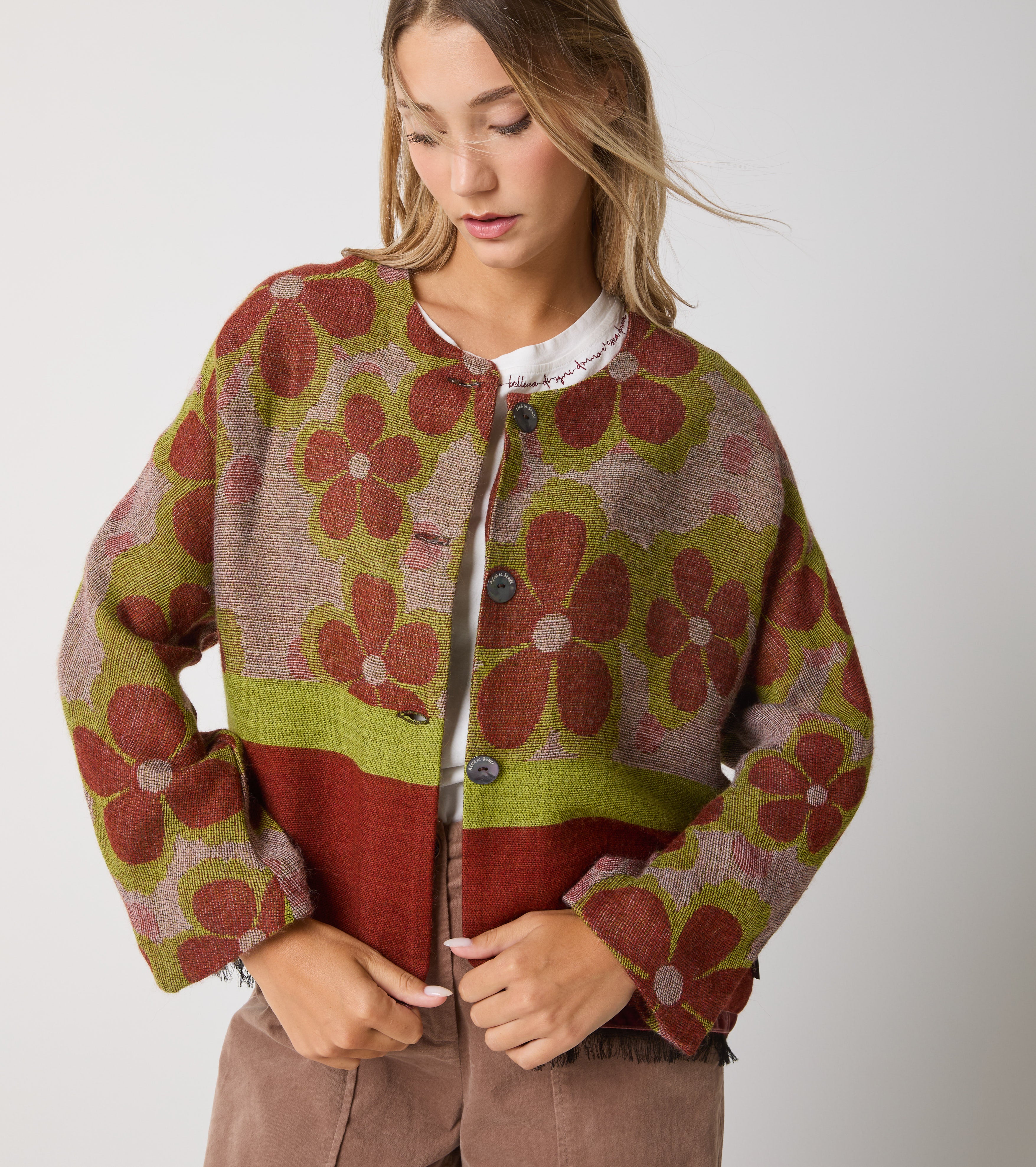 Jacquard wool and alpaca blend jacket