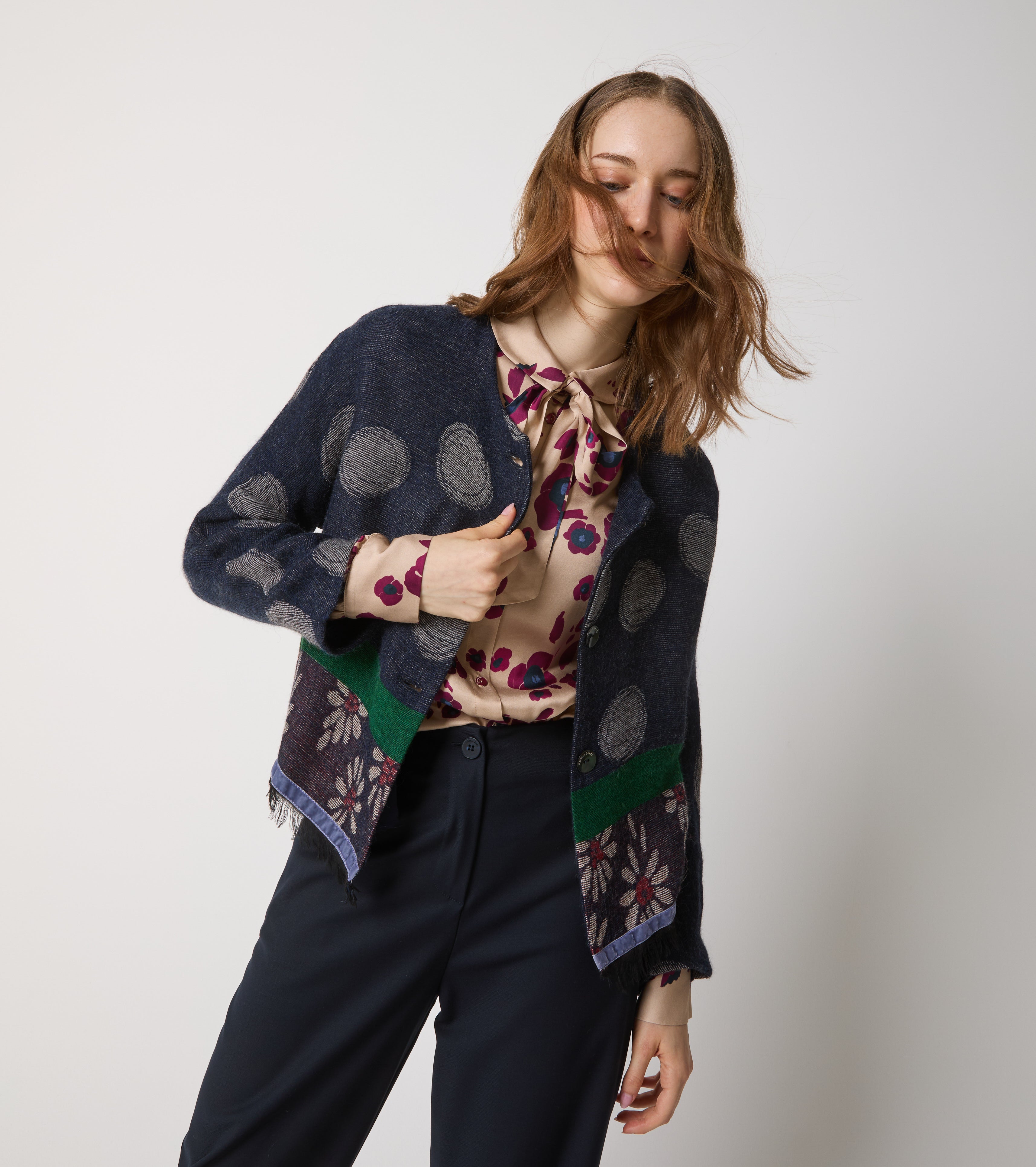 Jacquard wool and alpaca blend jacket