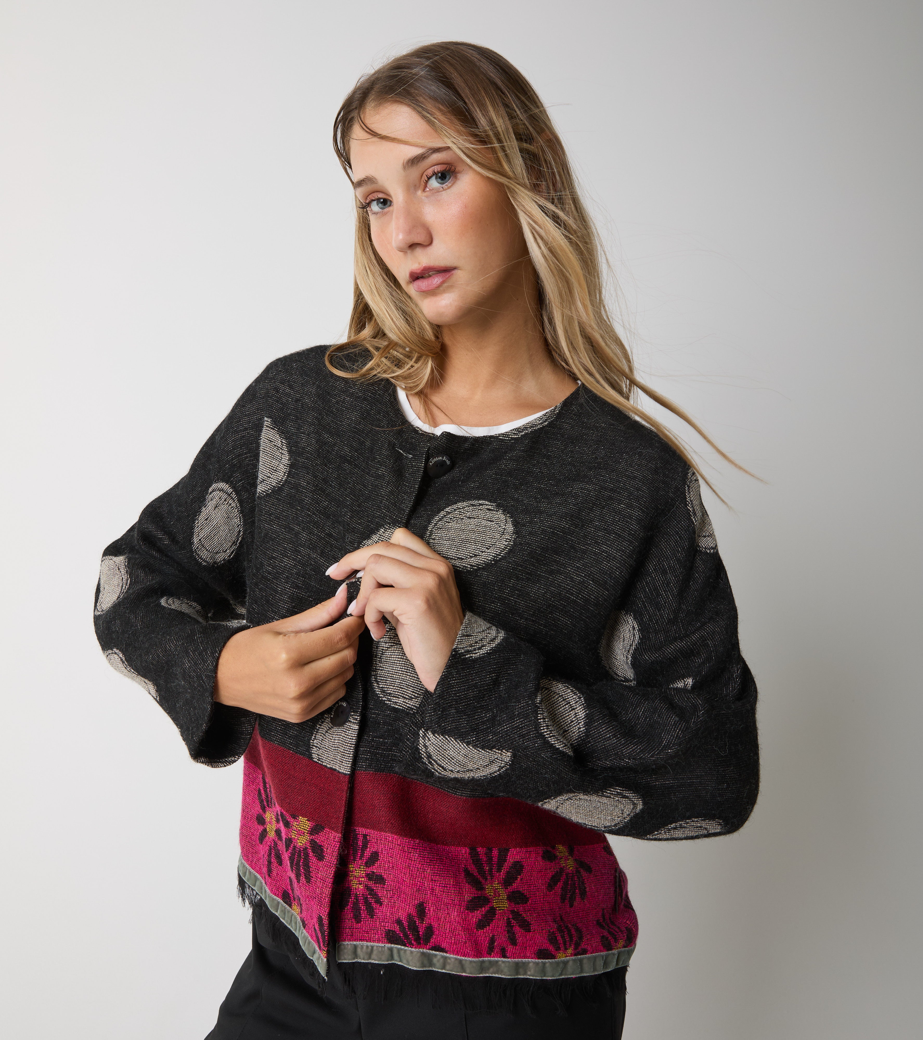 Jacquard wool and alpaca blend jacket