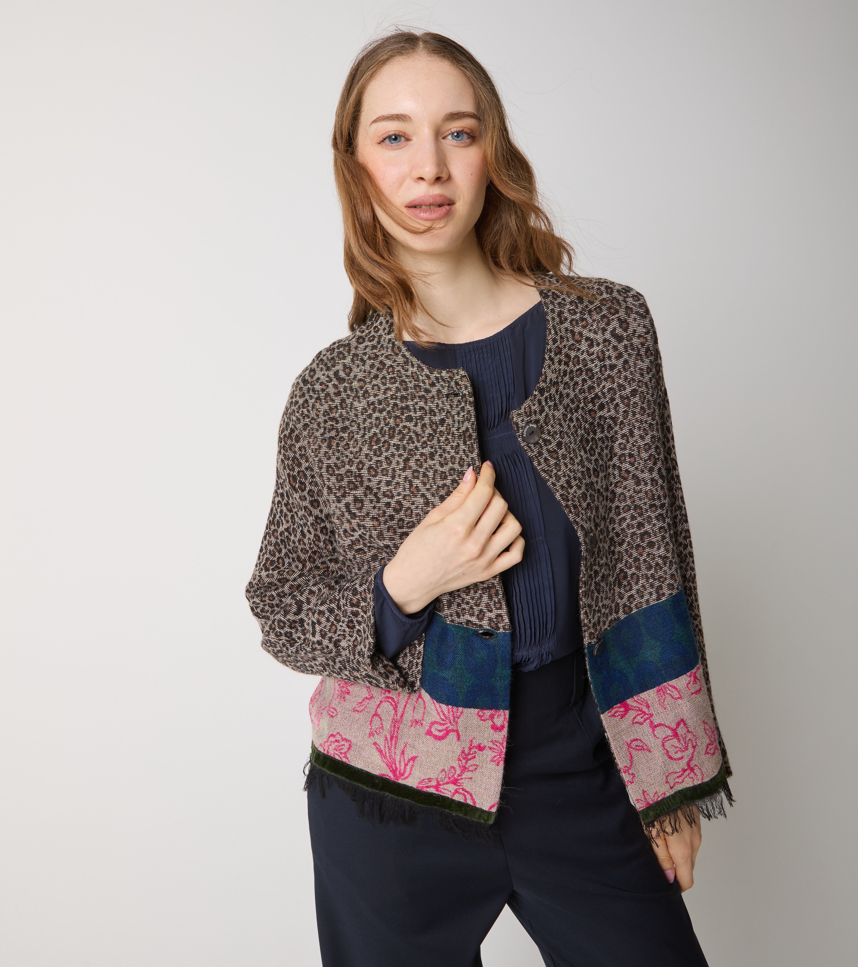 Jacquard wool and alpaca blend jacket