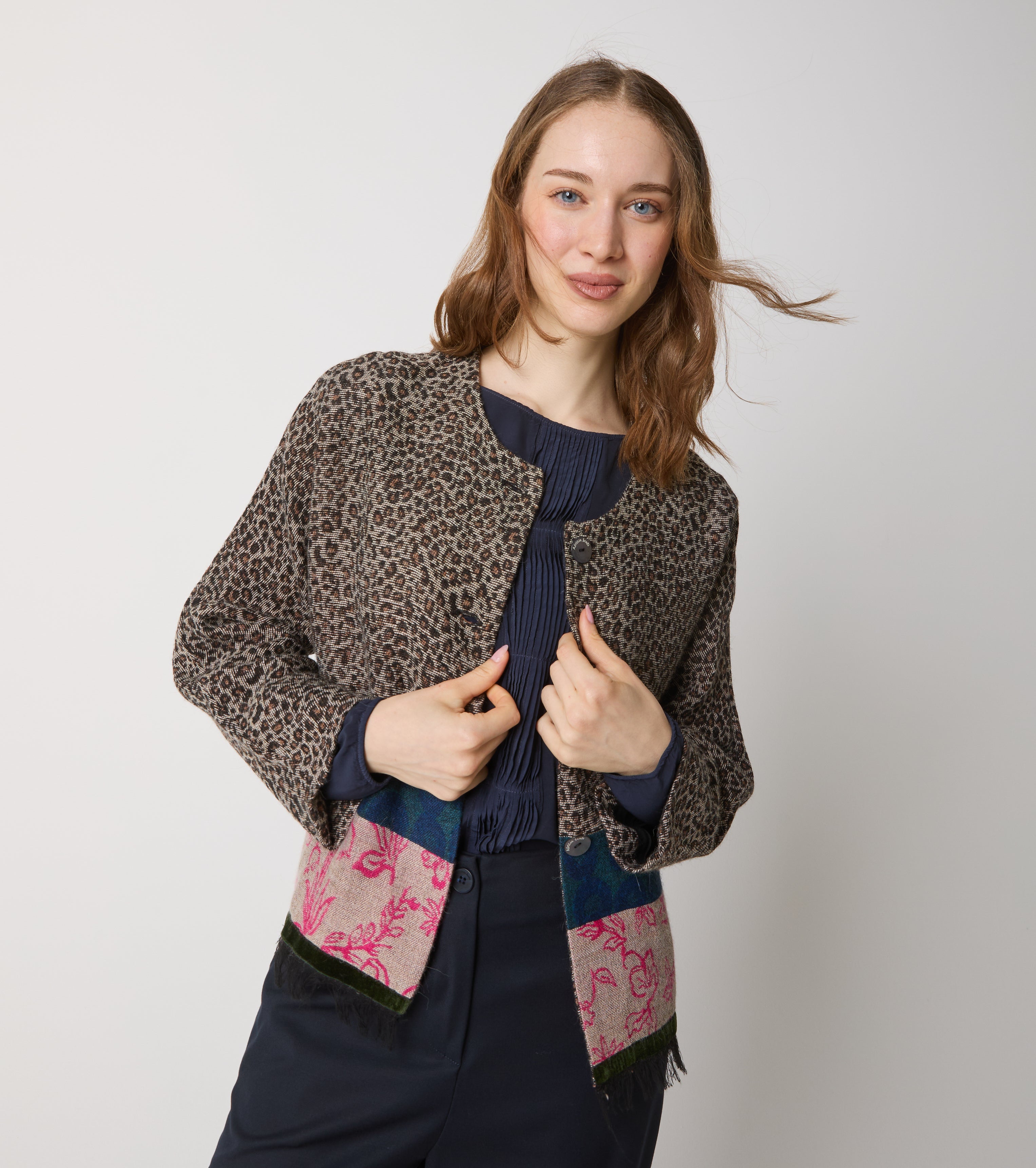 Jacquard wool and alpaca blend jacket
