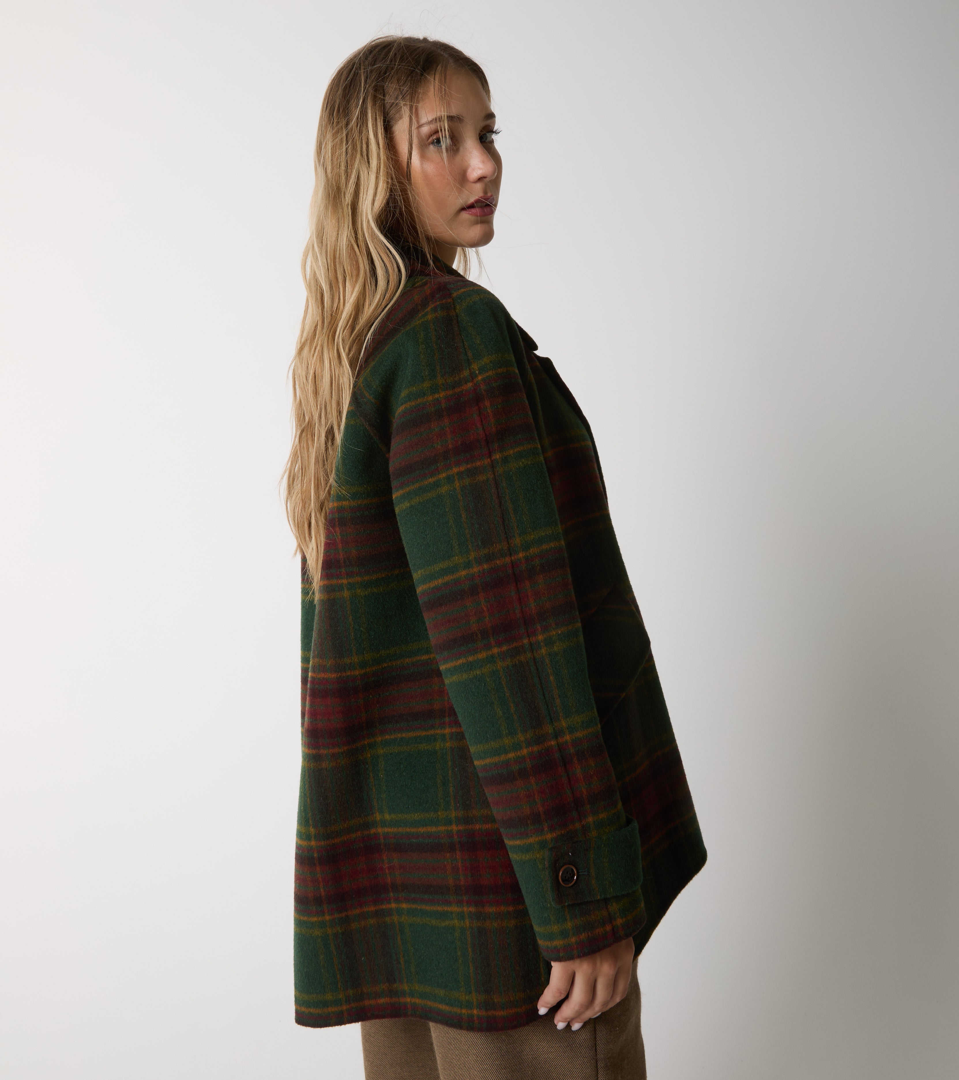 Cappotto doppiopetto in lana check