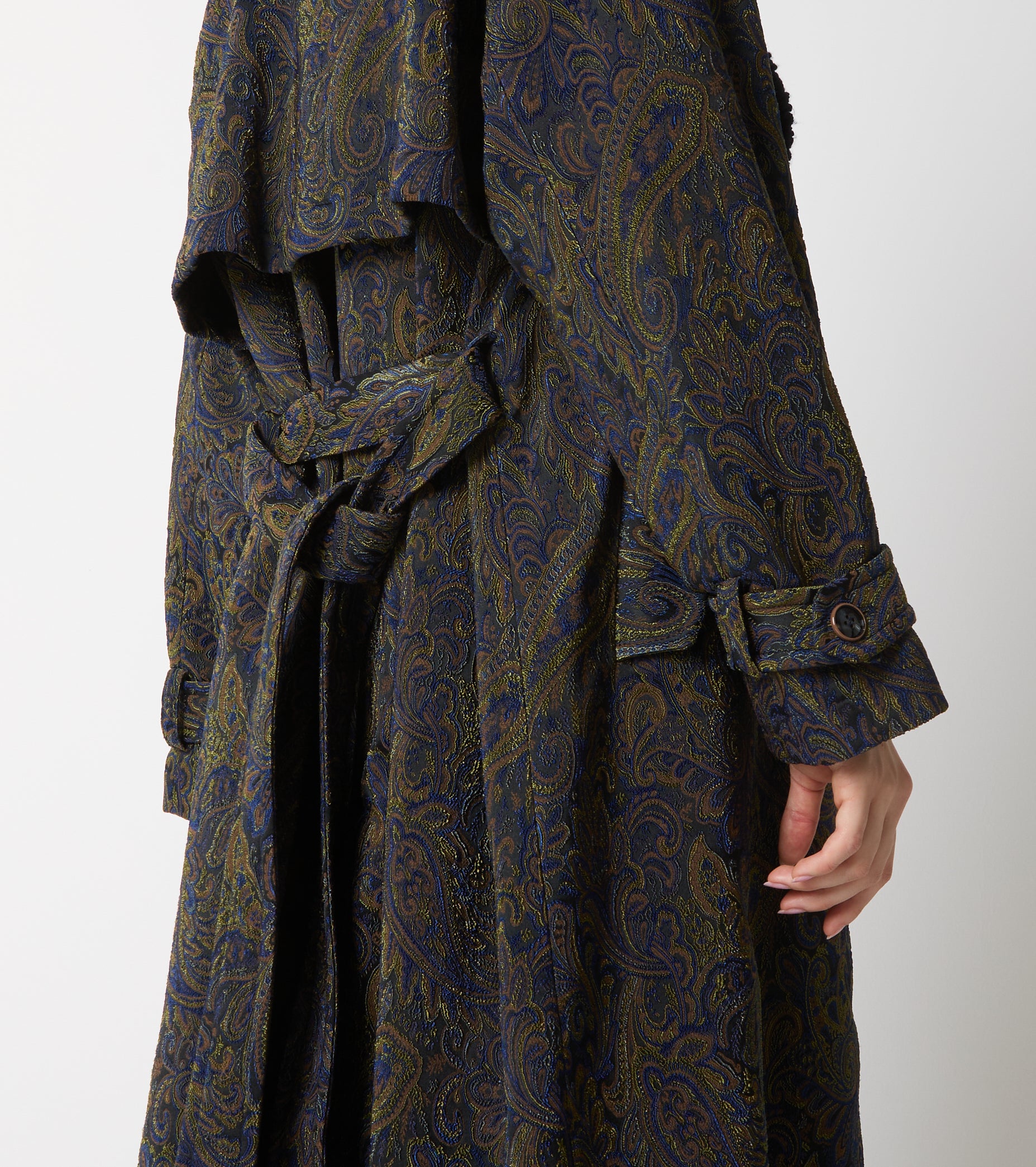 Jacquard trench coat with belt