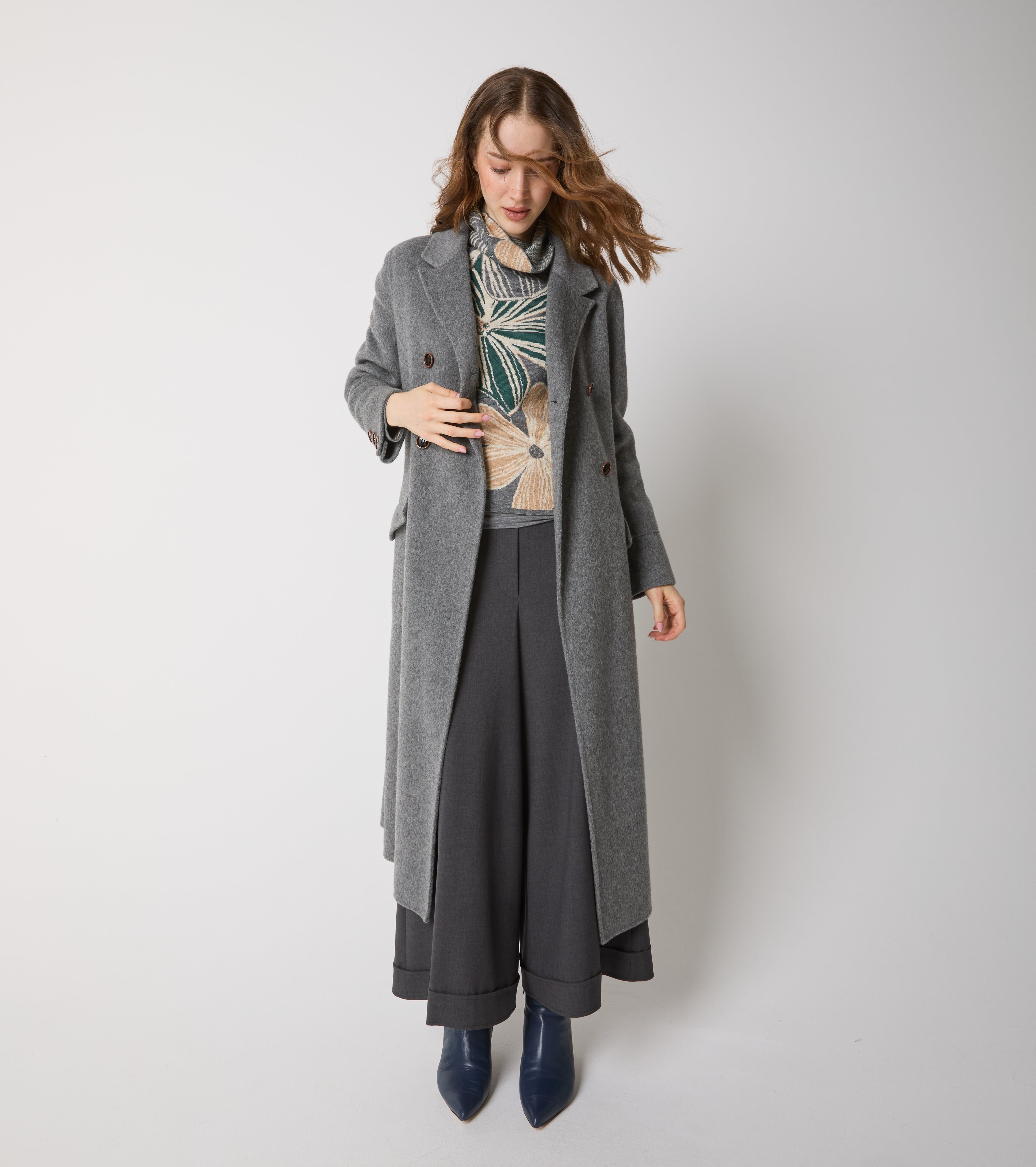 Cappotto in panno di lana e seta