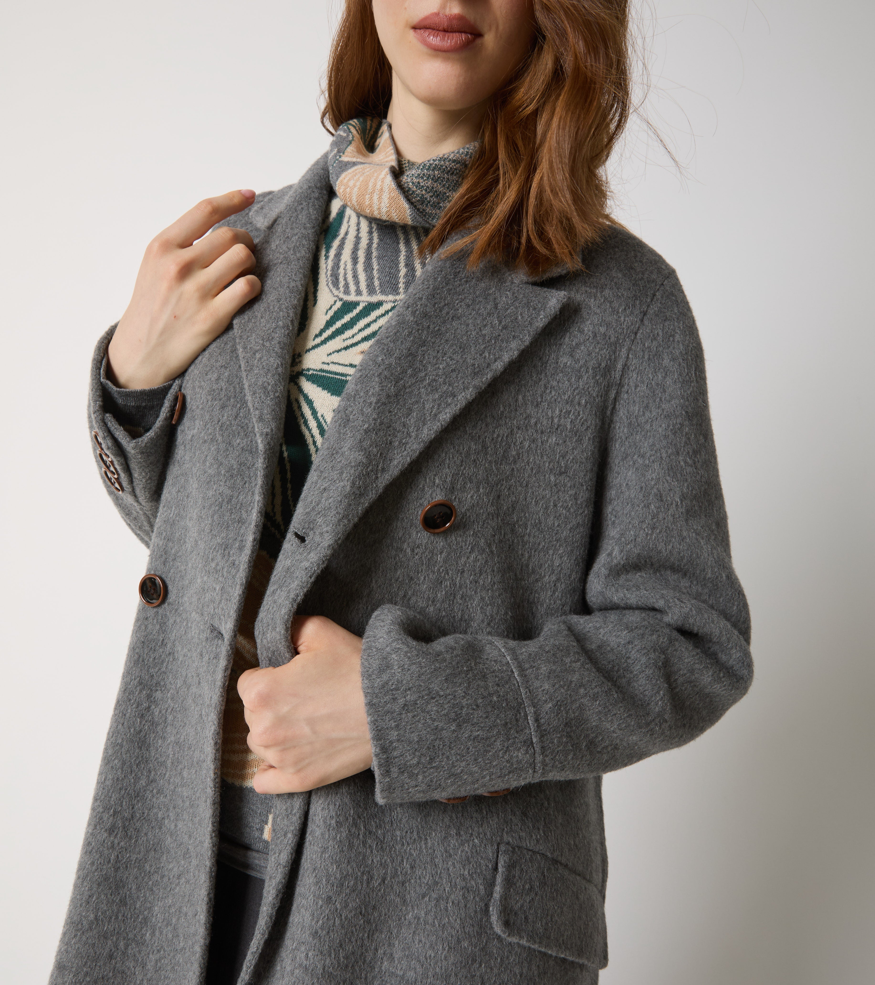 Cappotto in panno di lana e seta