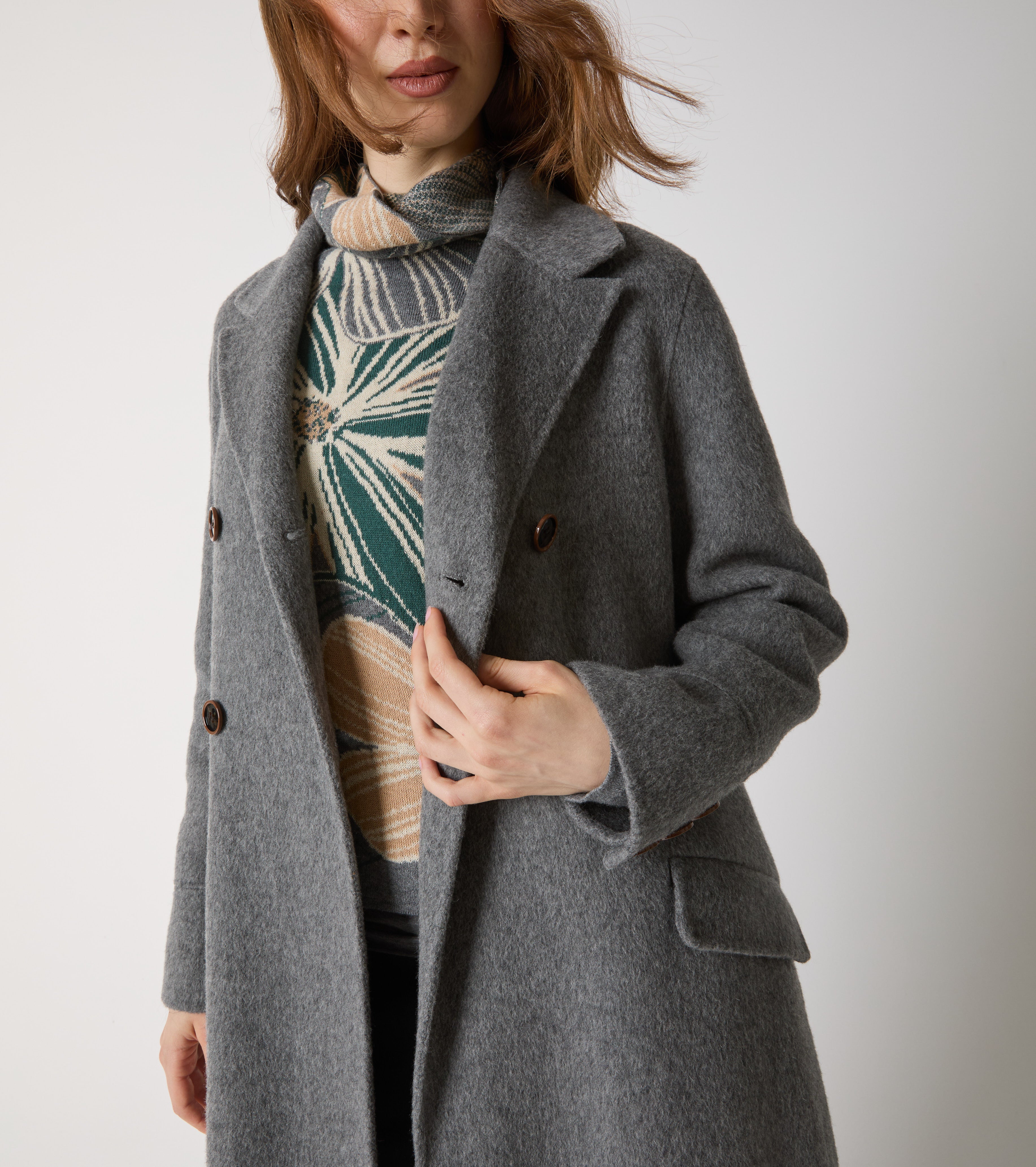Cappotto in panno di lana e seta