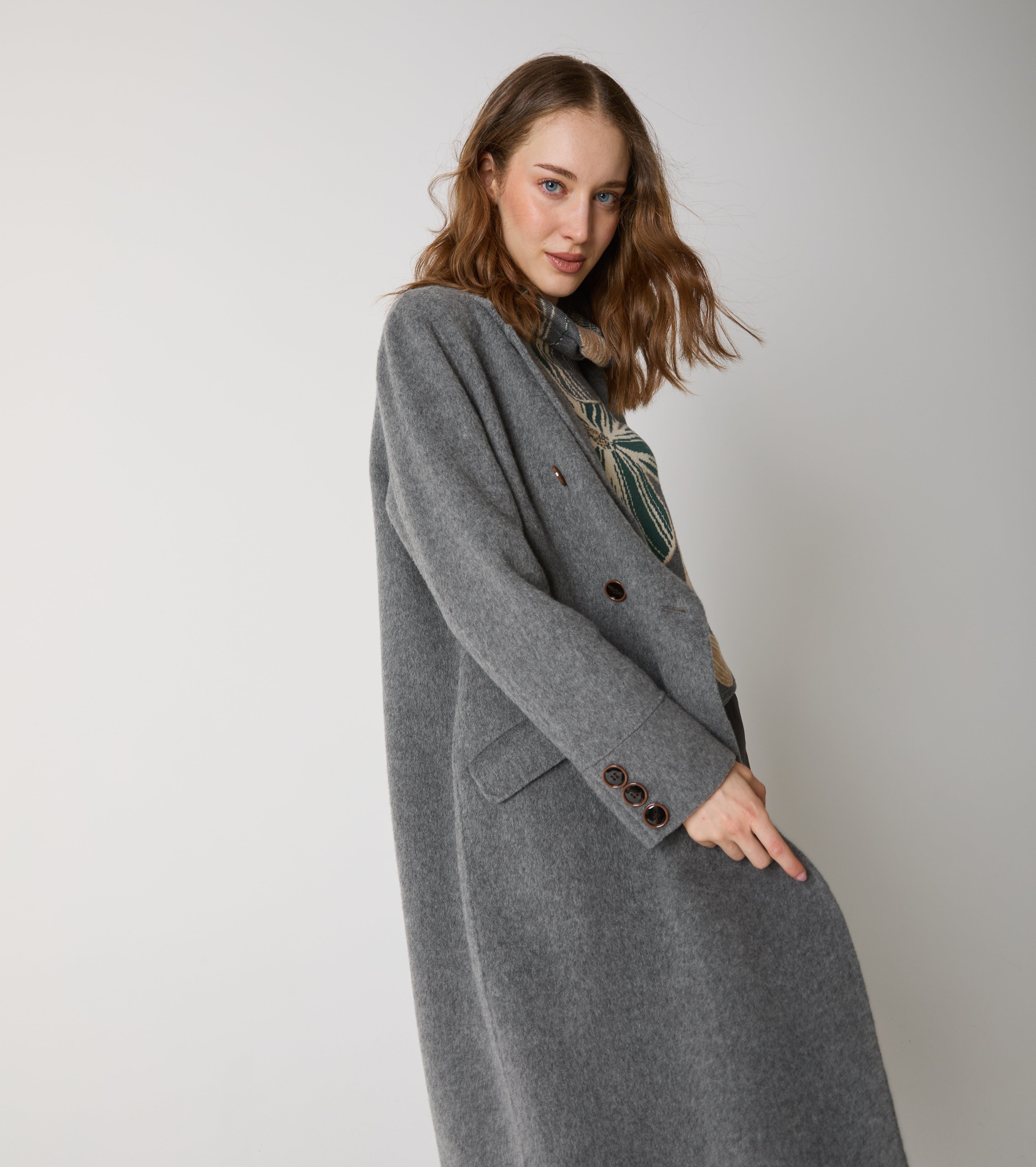 Cappotto in panno di lana e seta