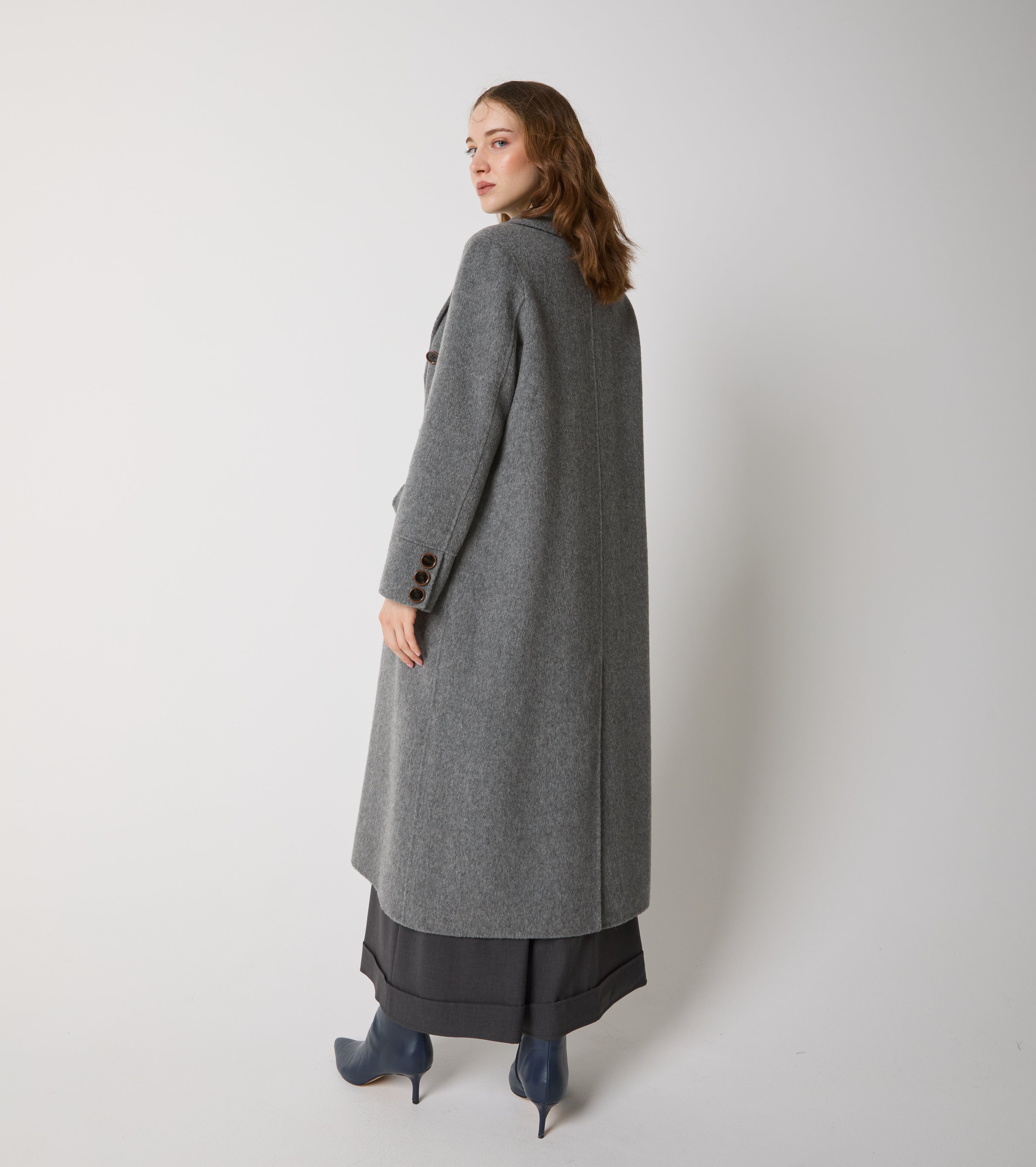 Cappotto in panno di lana e seta