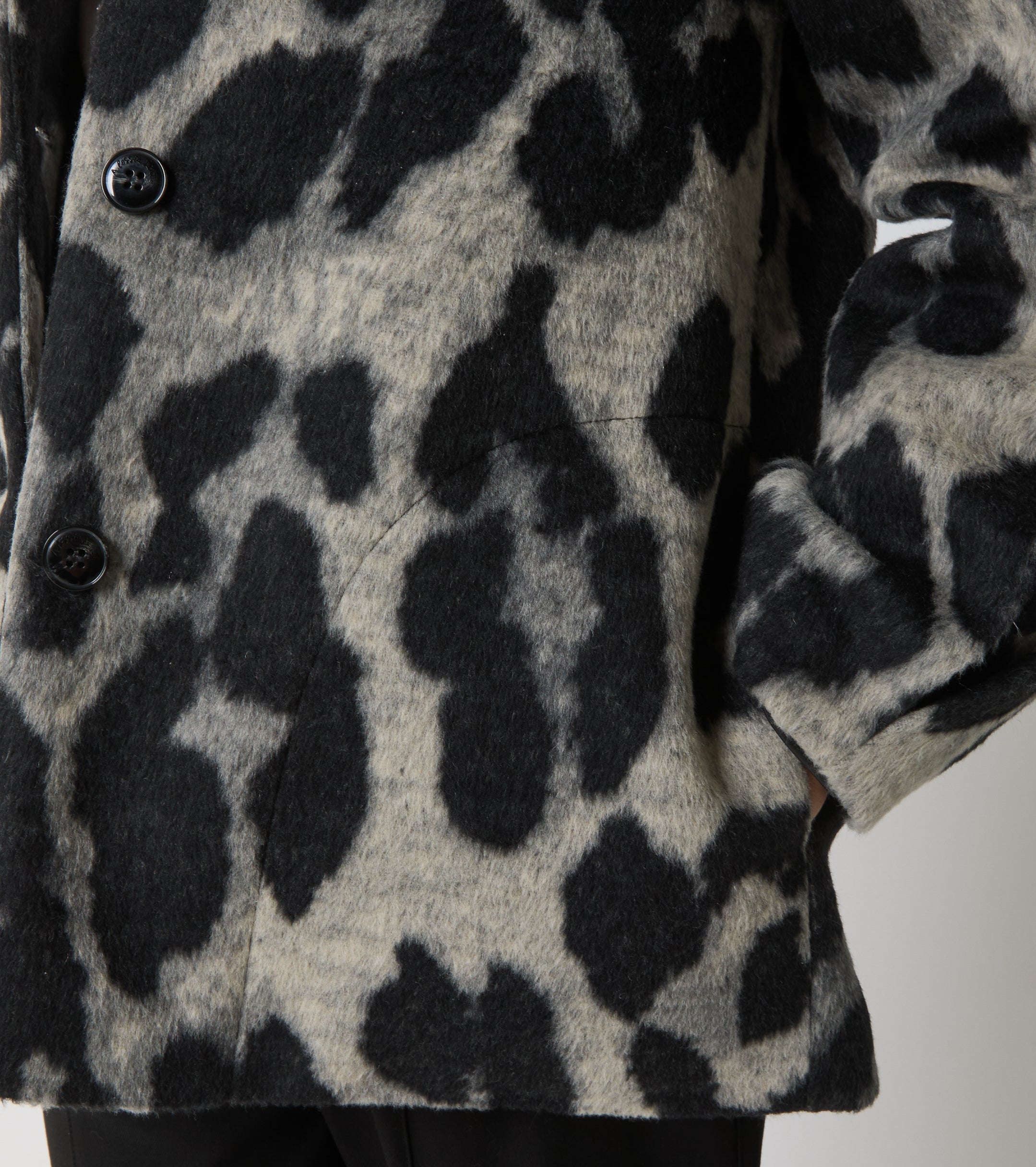 Giacca in panno di lana e cotone animalier