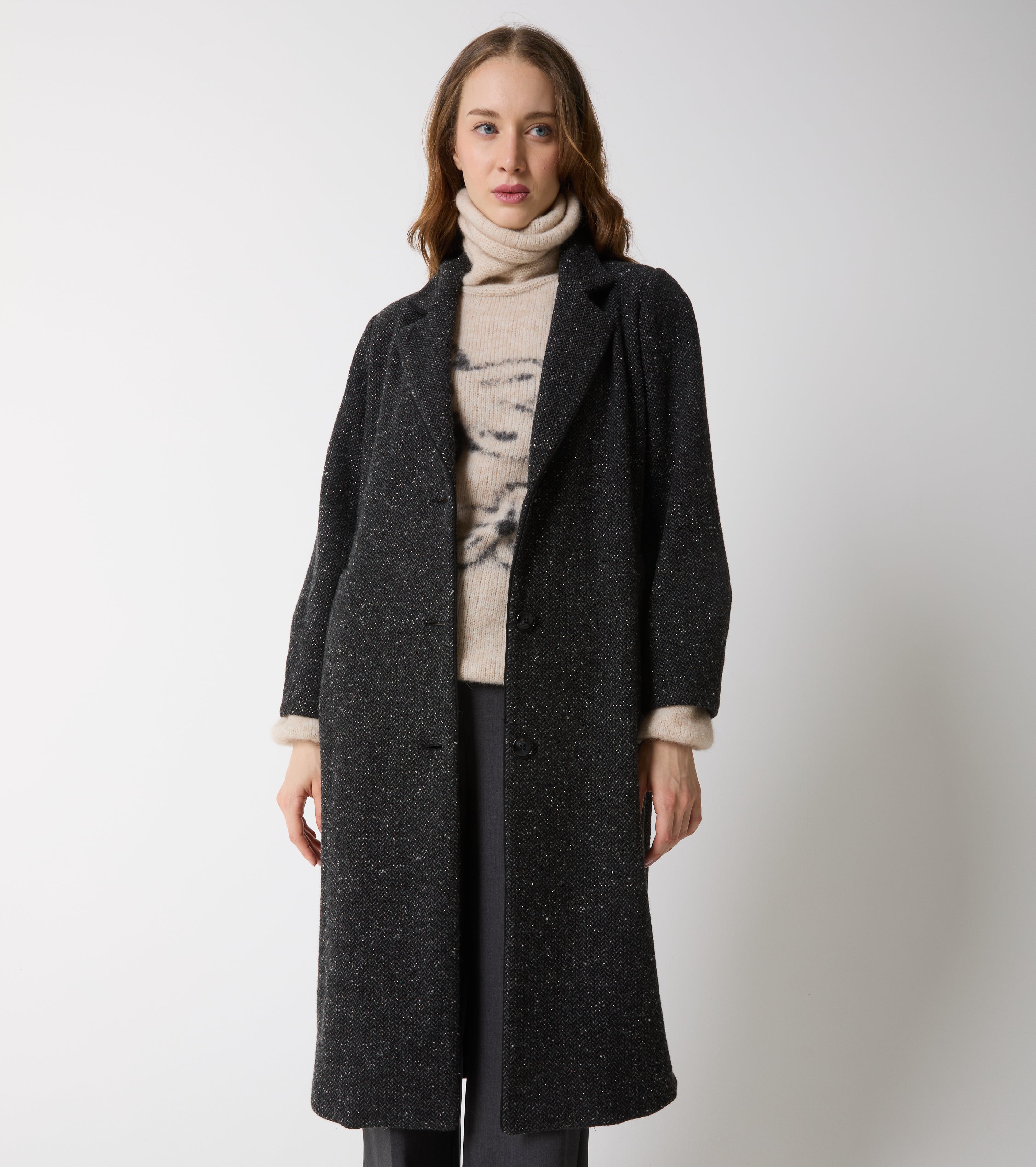 Cappotto in lana con revers