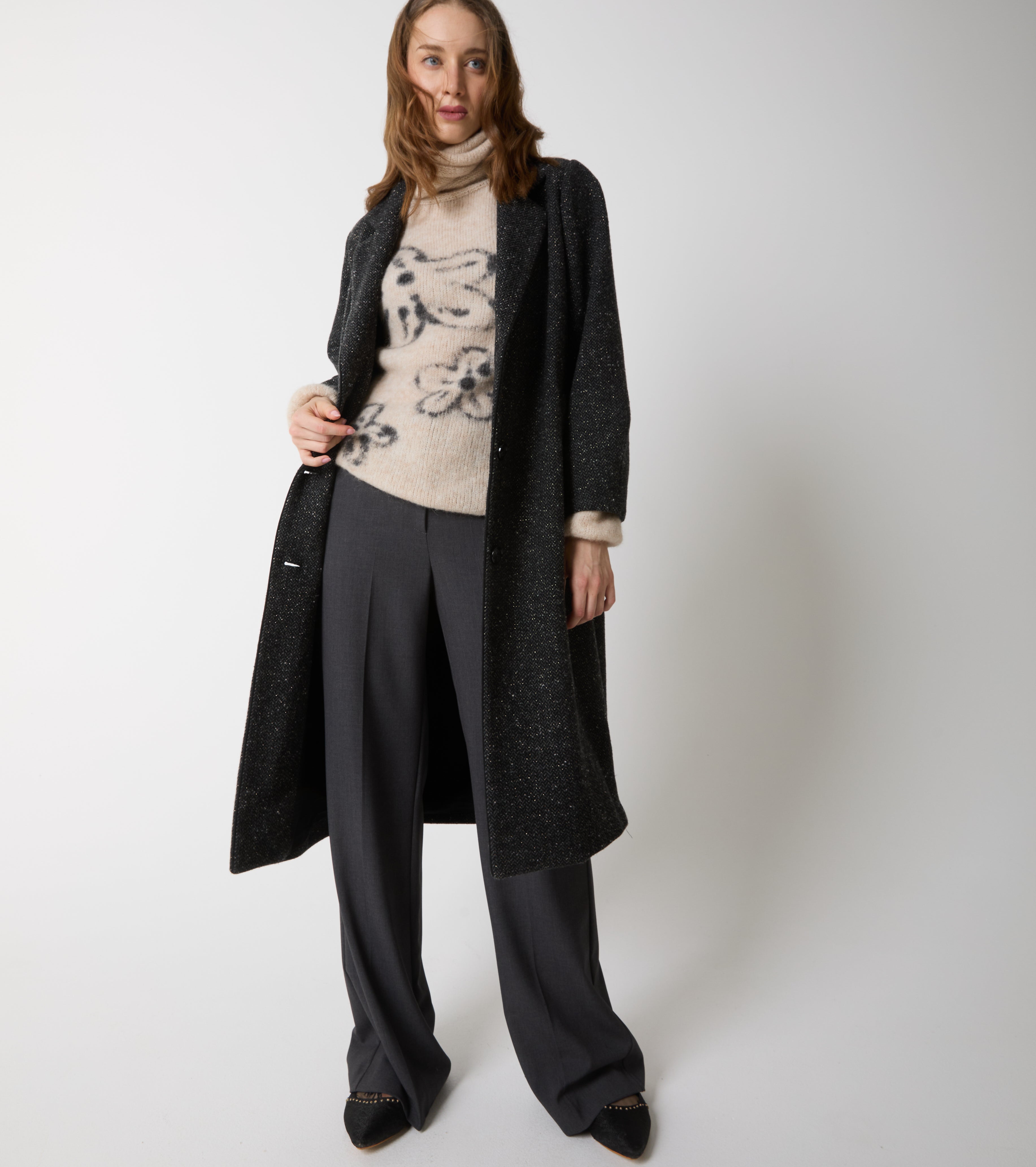 Cappotto in lana con revers