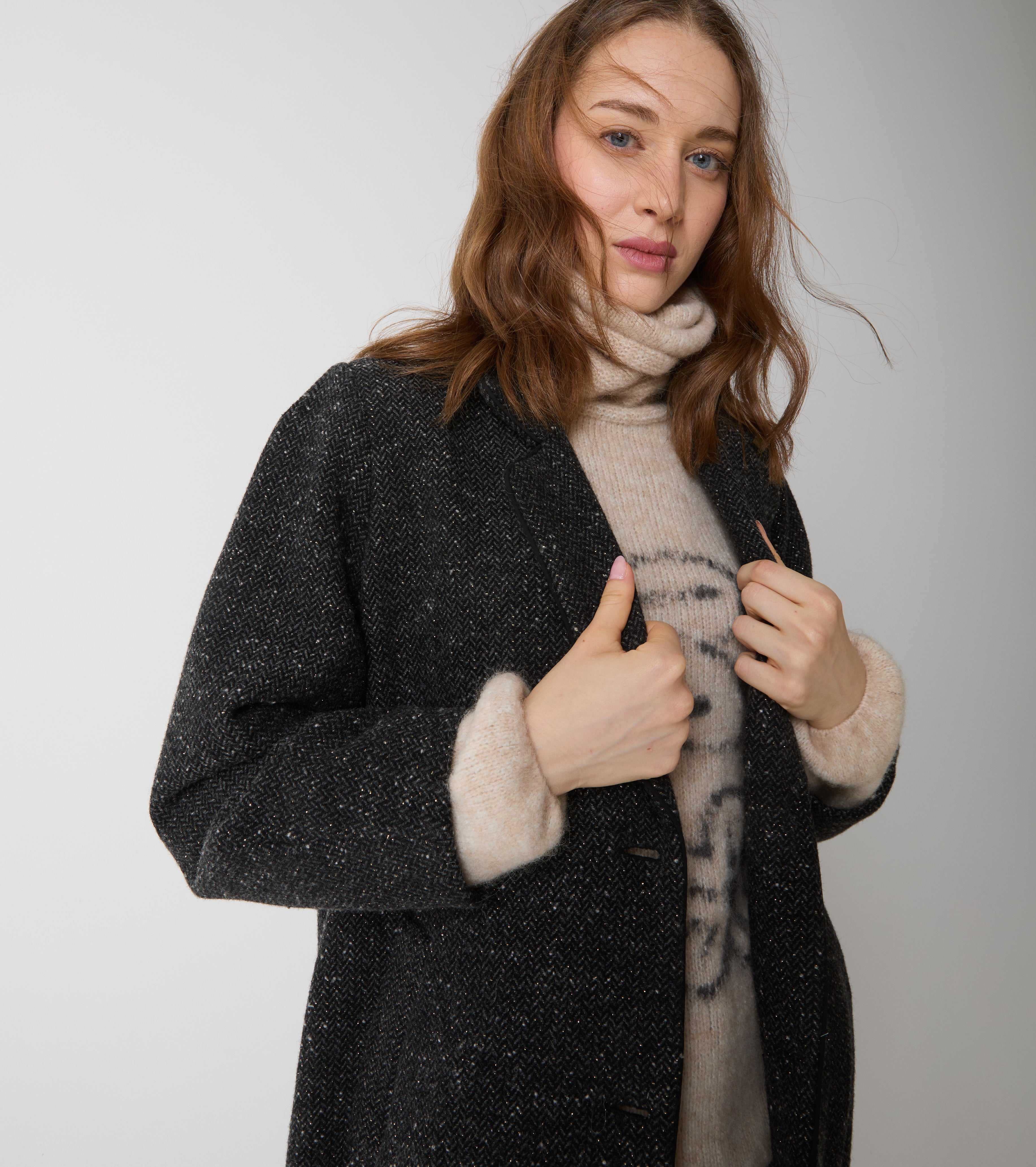 Cappotto in lana con revers