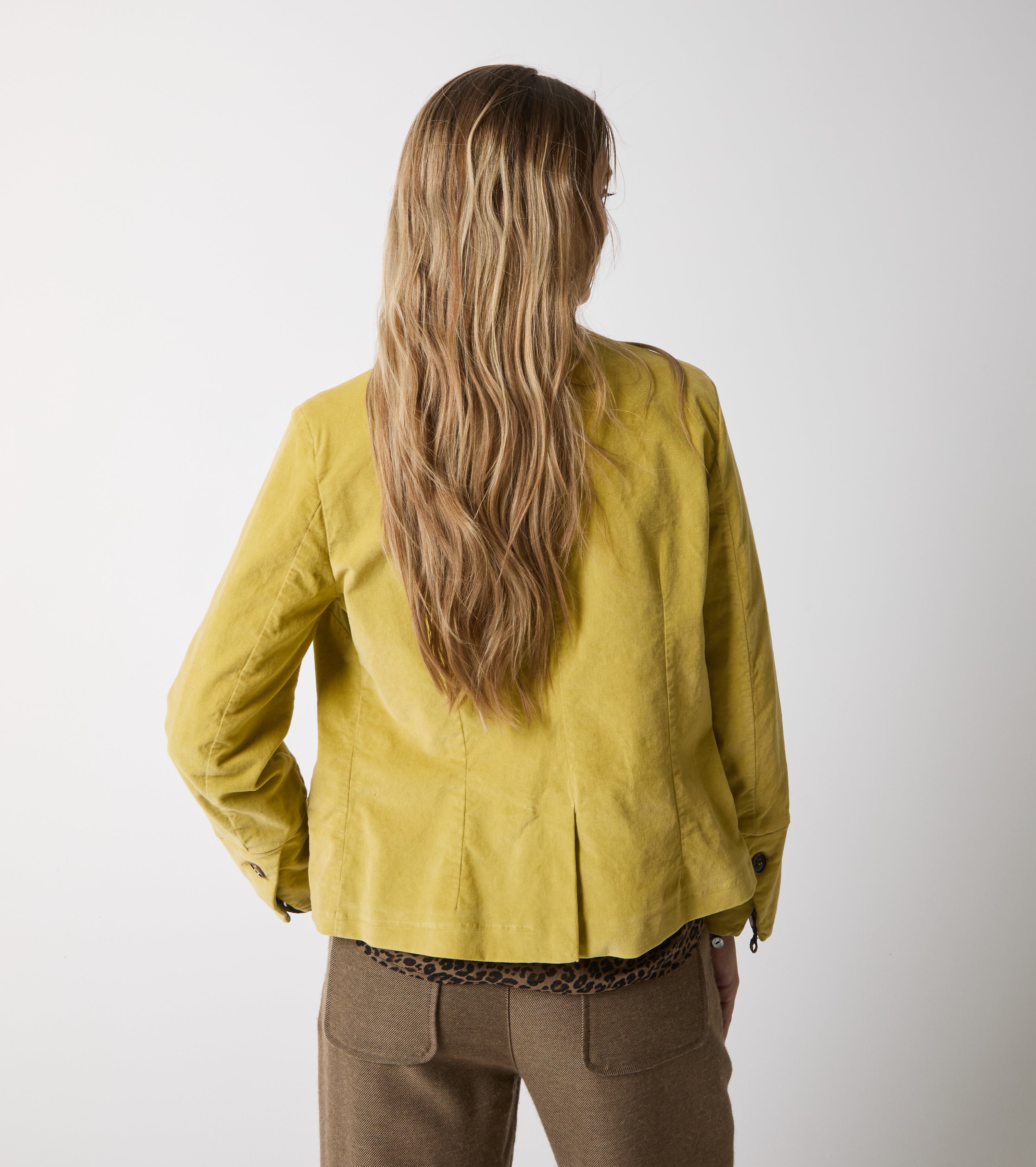 Cropped jacket in cotton velvet