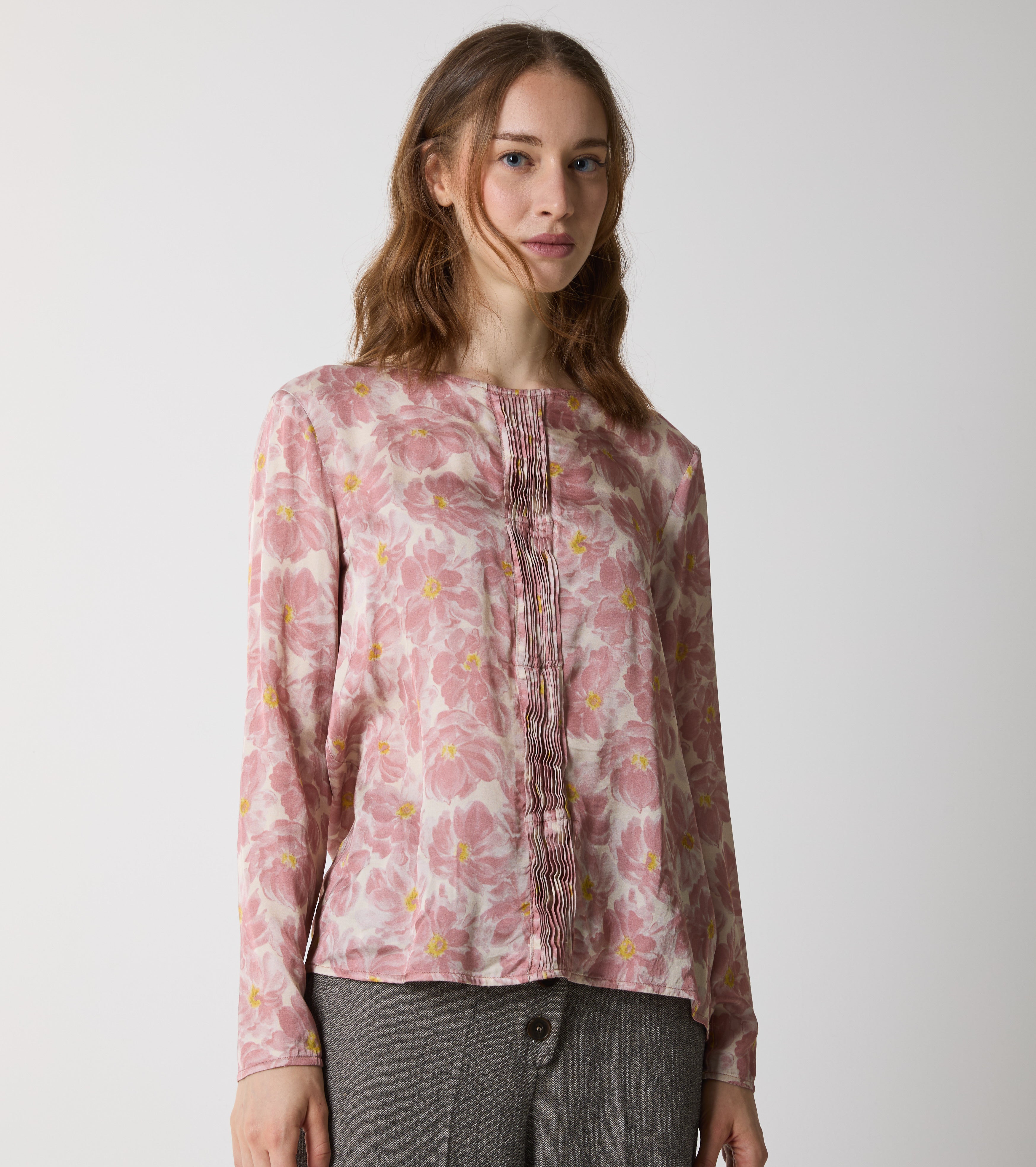 Blusa con stampa e maniche lunghe