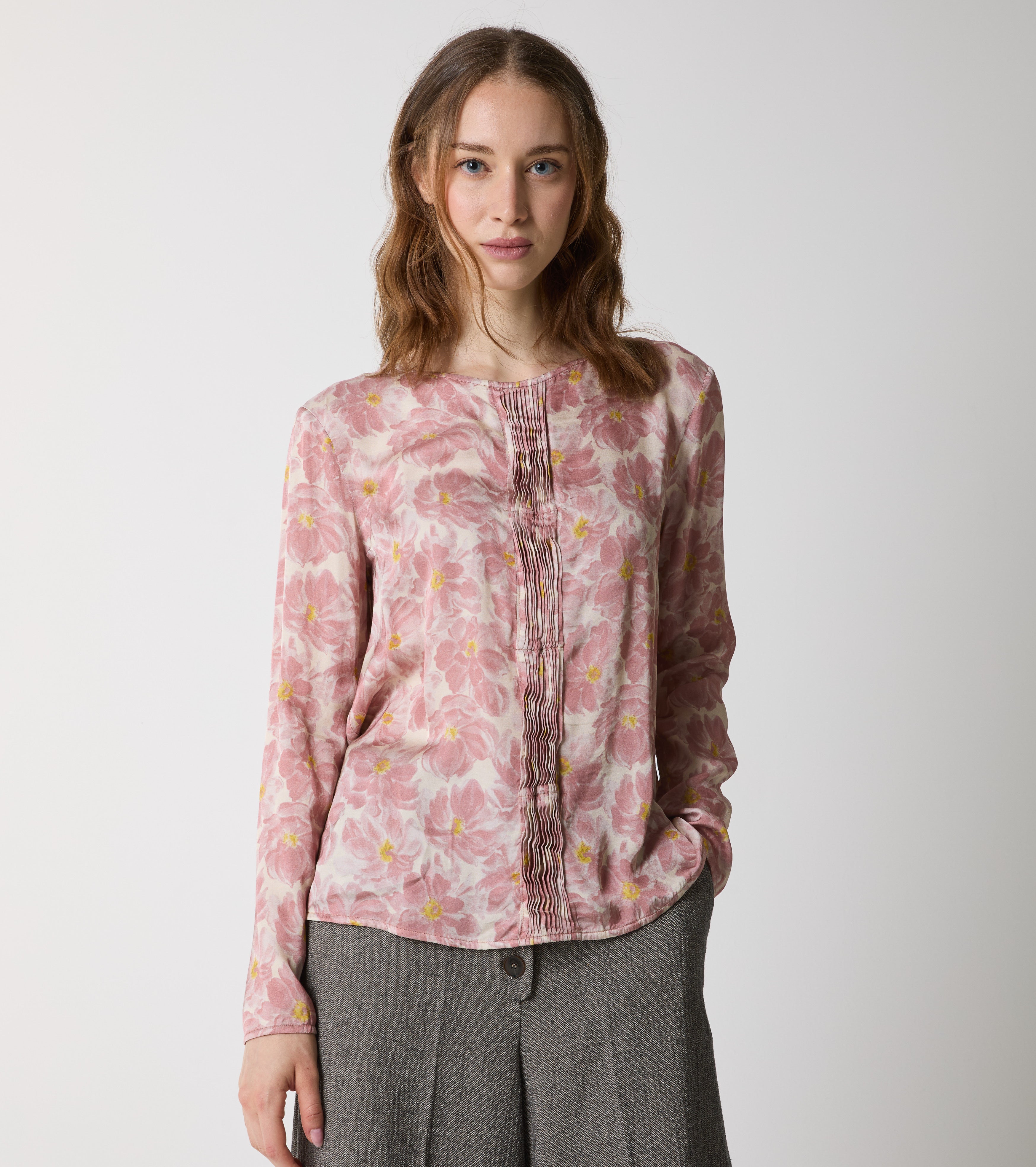Blusa con stampa e maniche lunghe