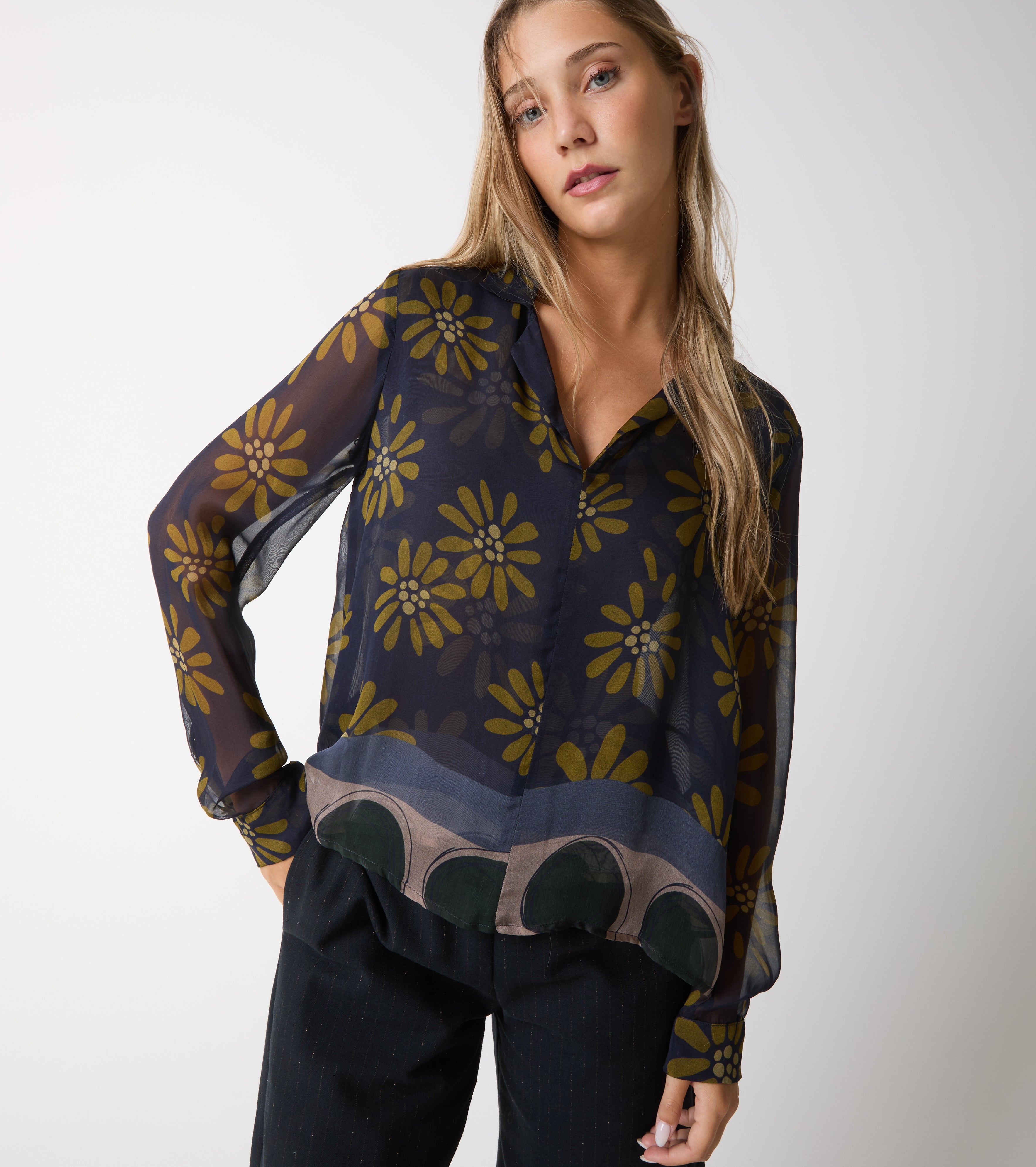 Blusa in seta con stampa
