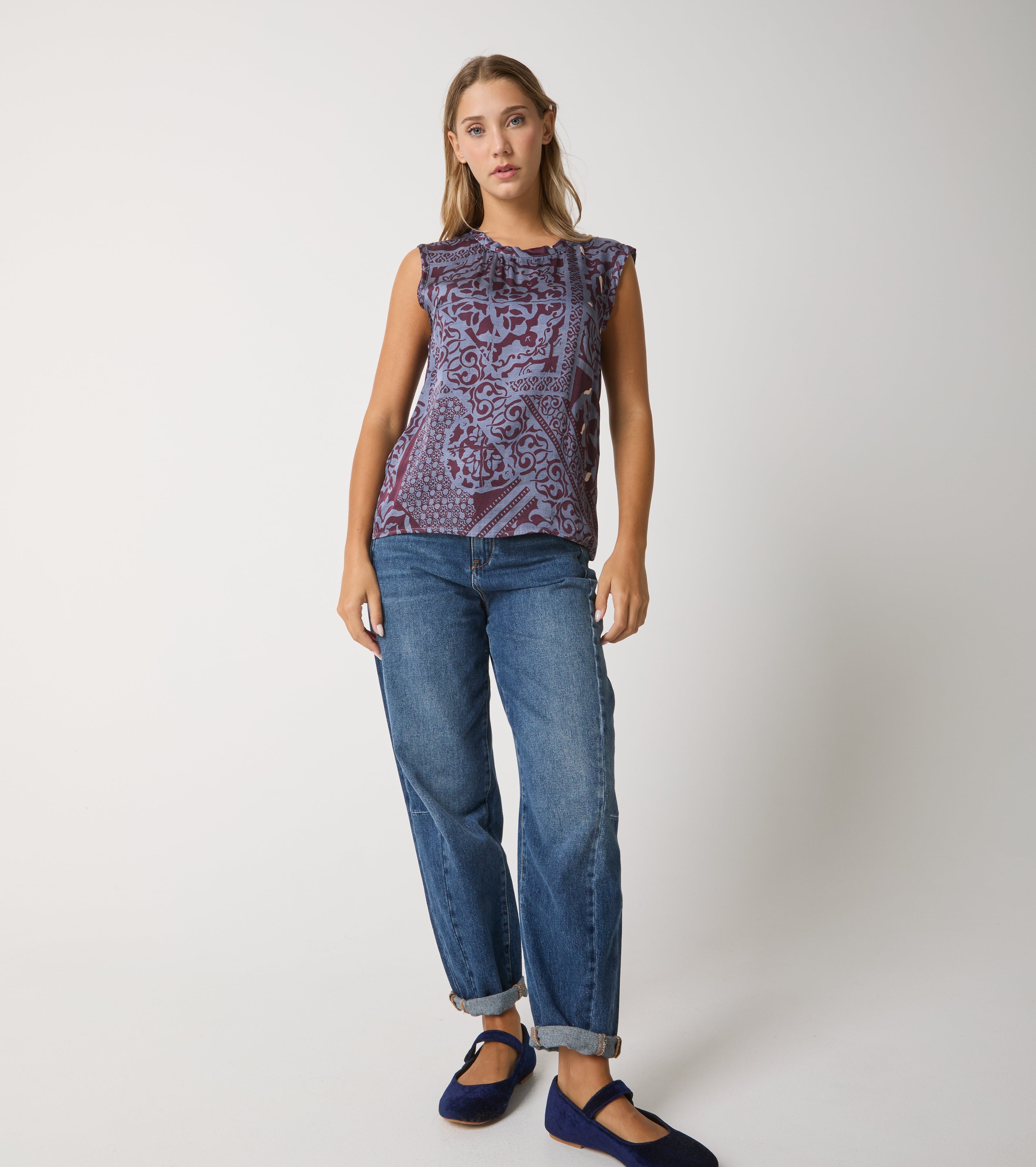 Crew neck top with print