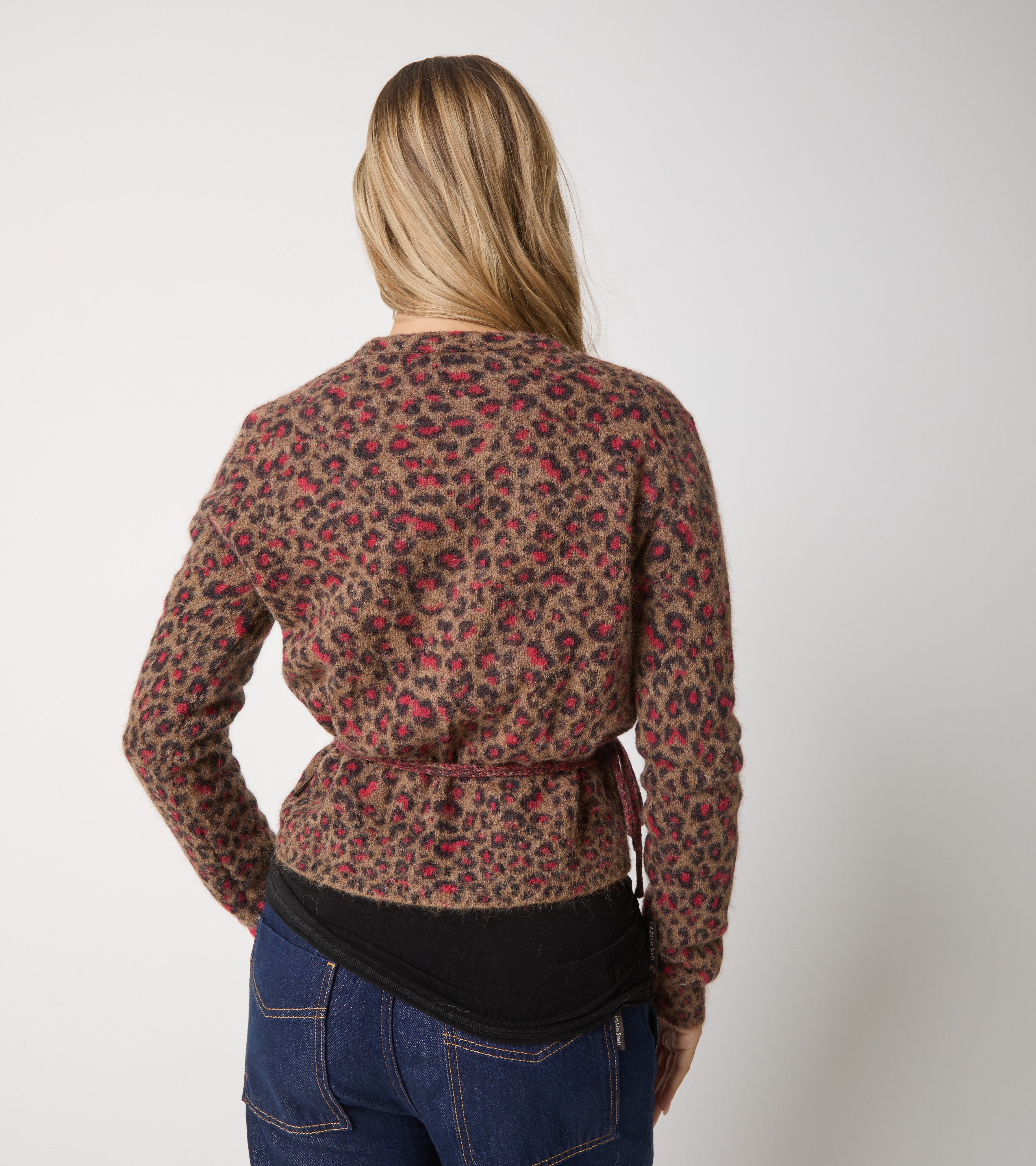 Cardigan in filato di alpaca animalier