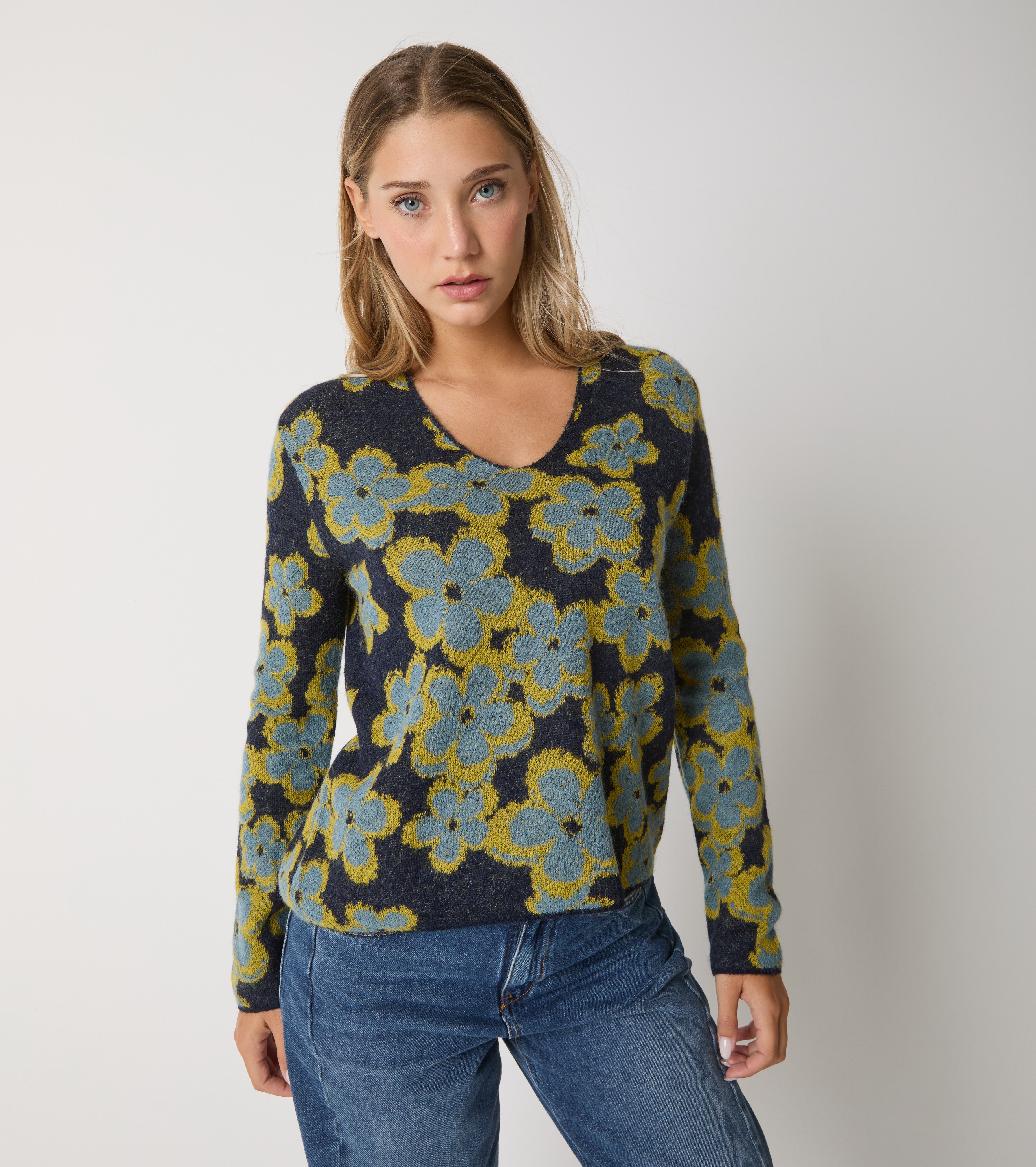 Jacquard alpaca sweater