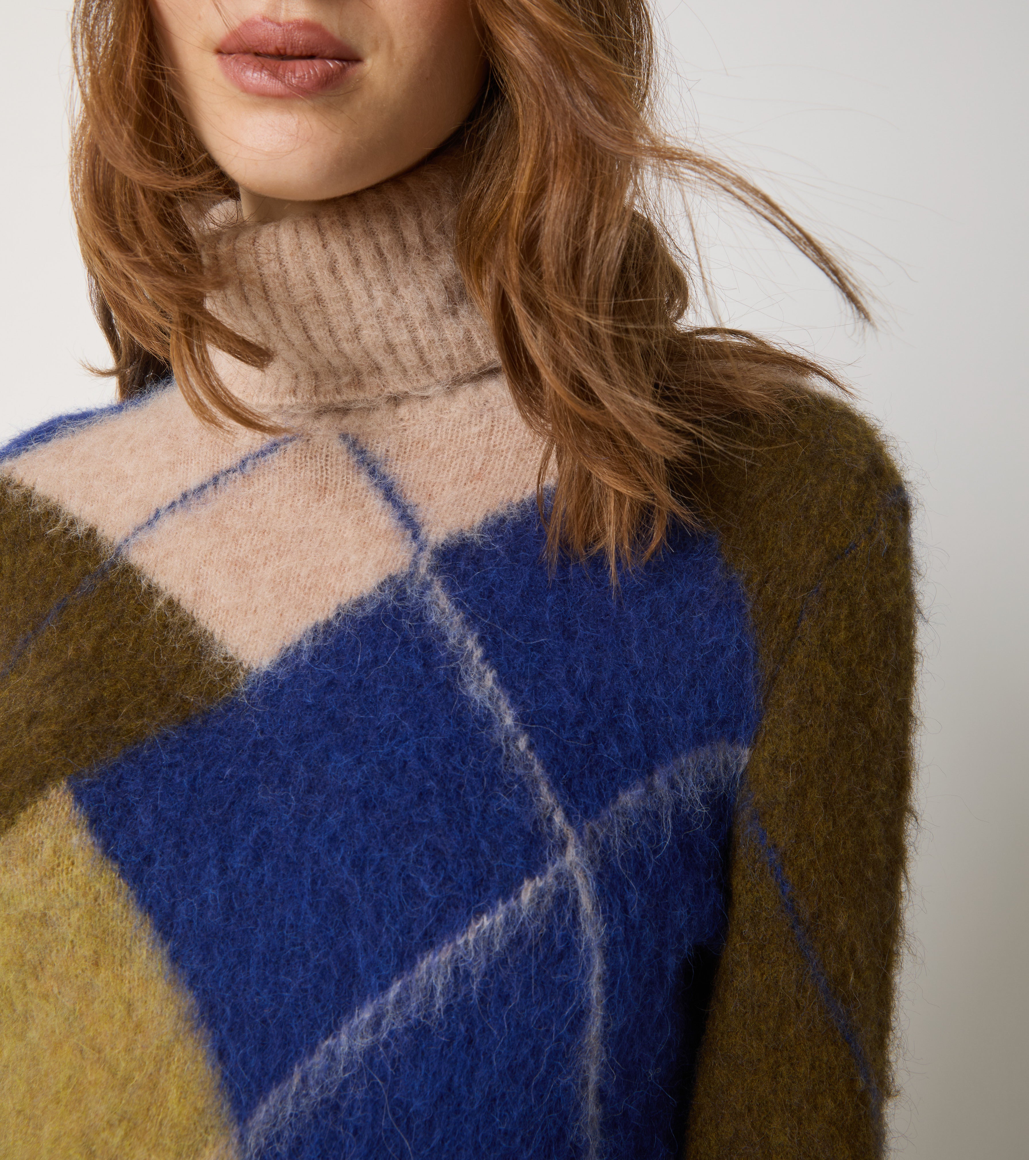 Maglia dolcevita in alpaca e lana argyle