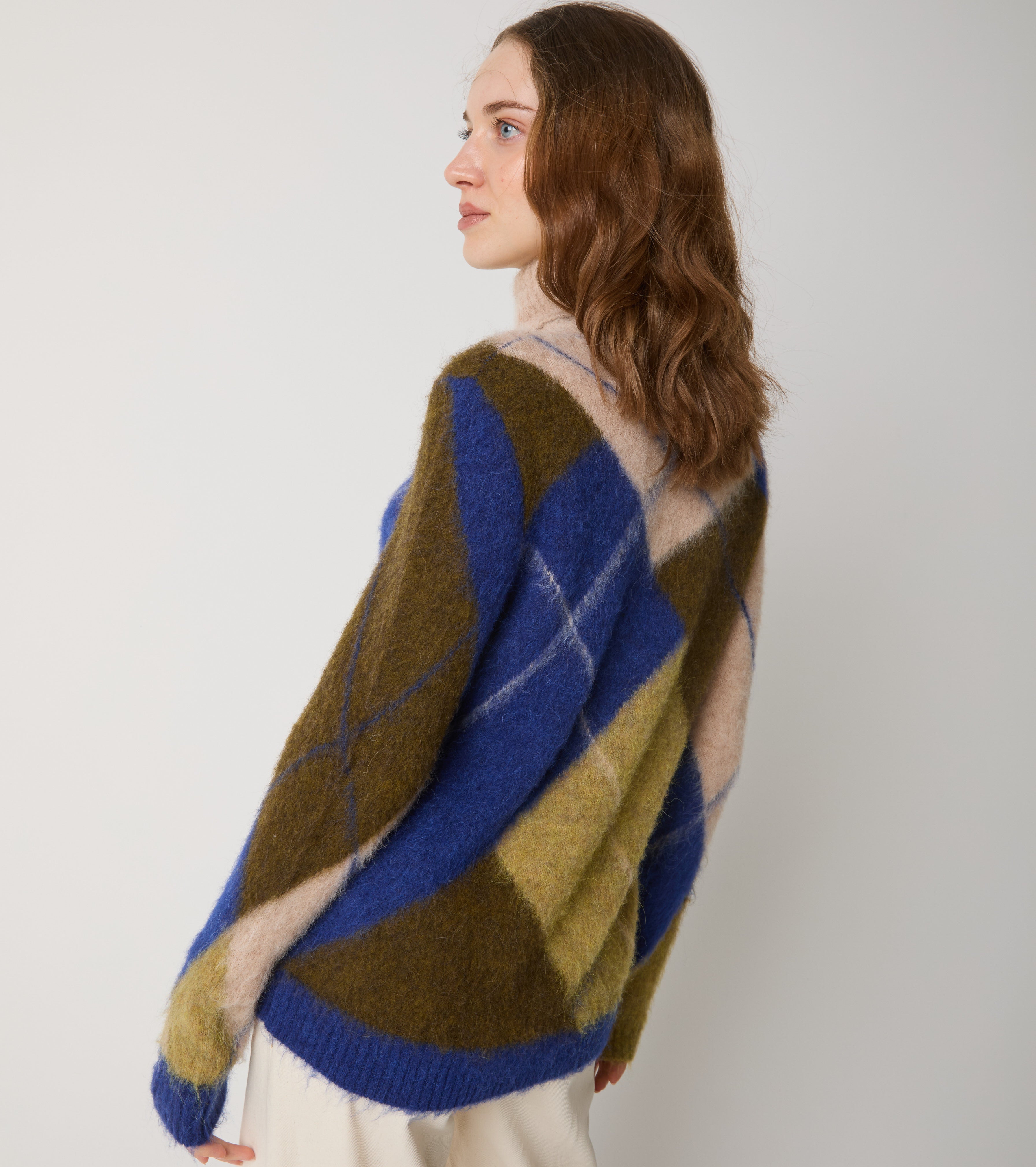 Maglia dolcevita in alpaca e lana argyle