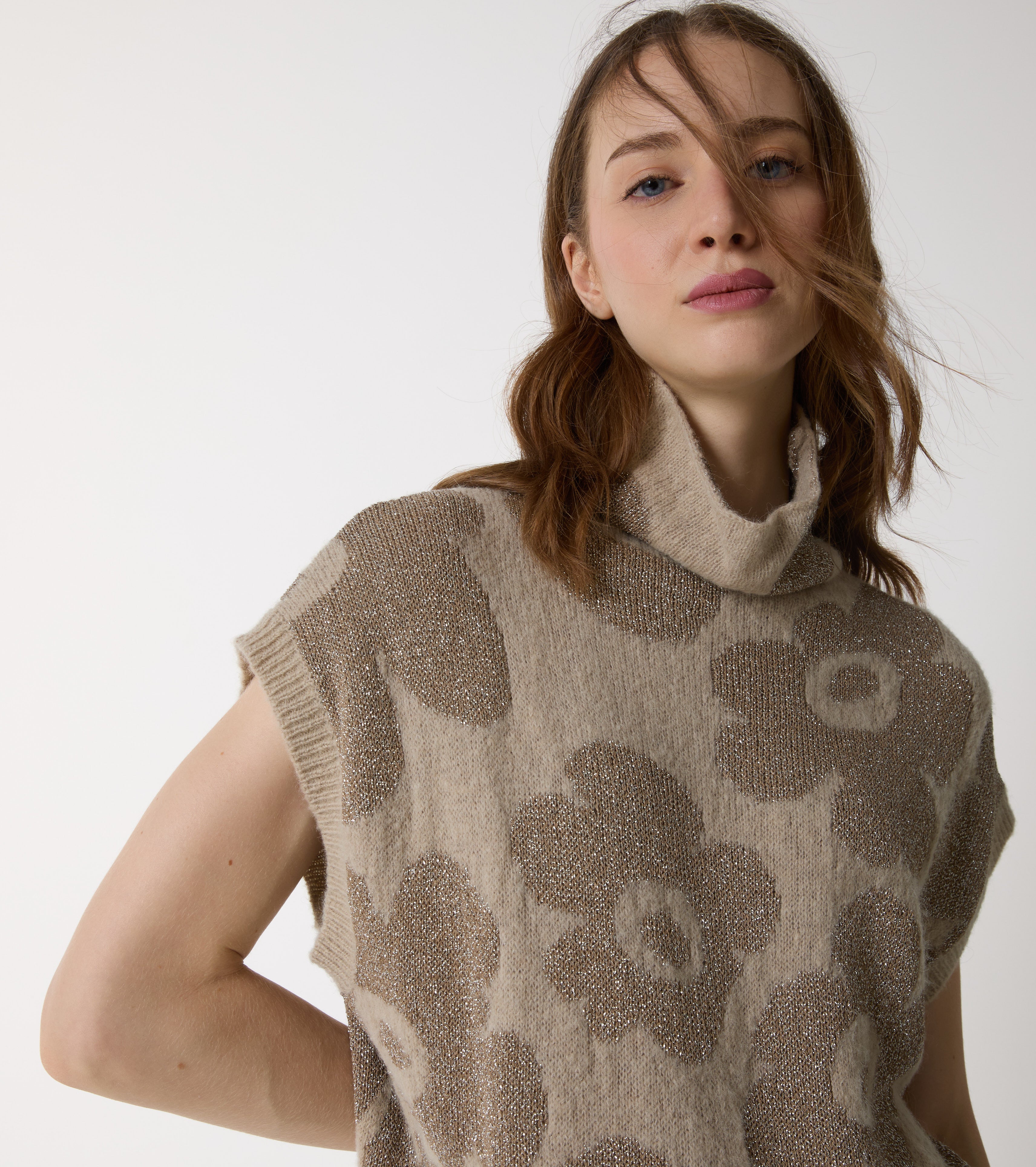 Gilet in alpaca e lana jacquard