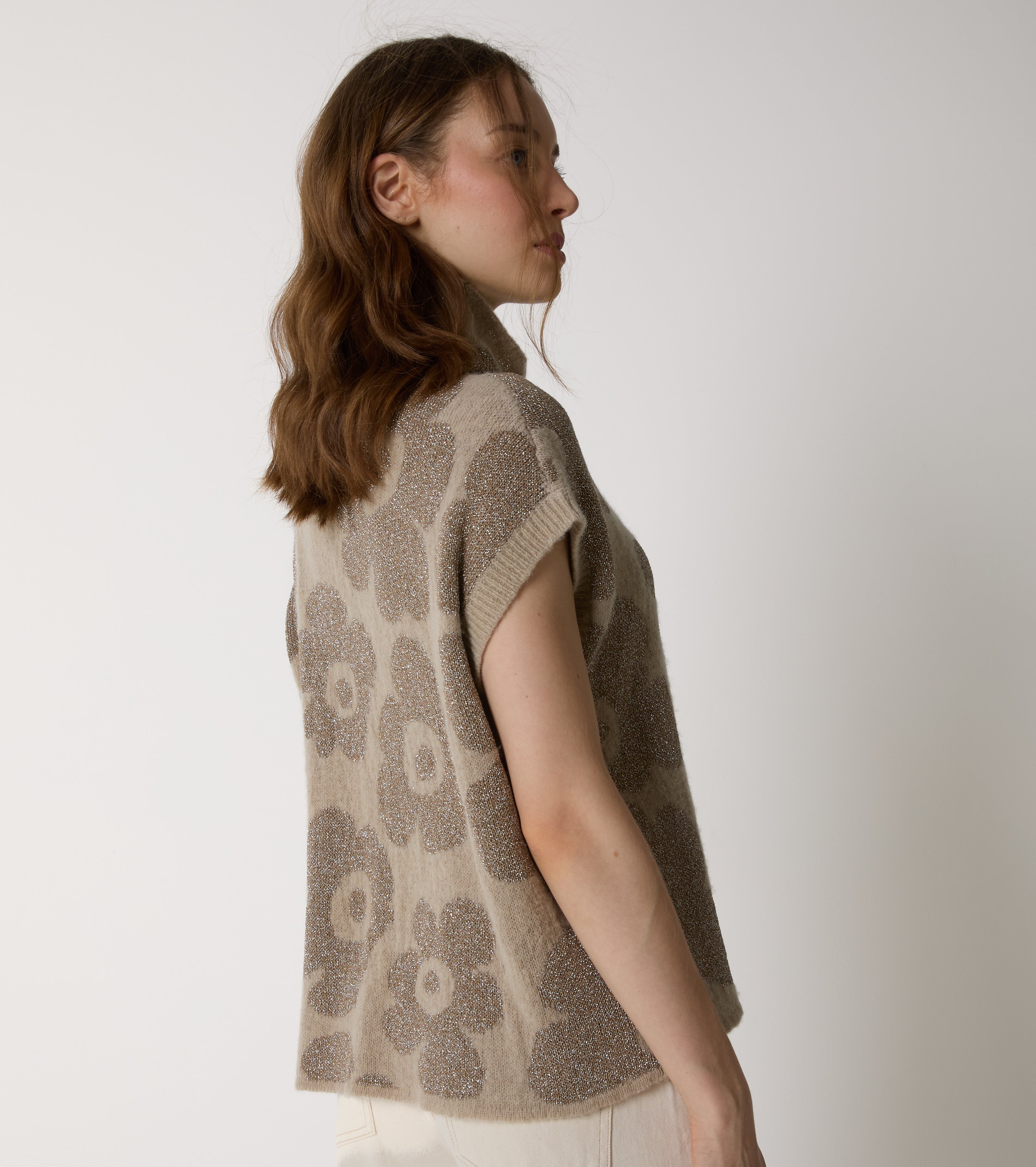 Gilet in alpaca e lana jacquard