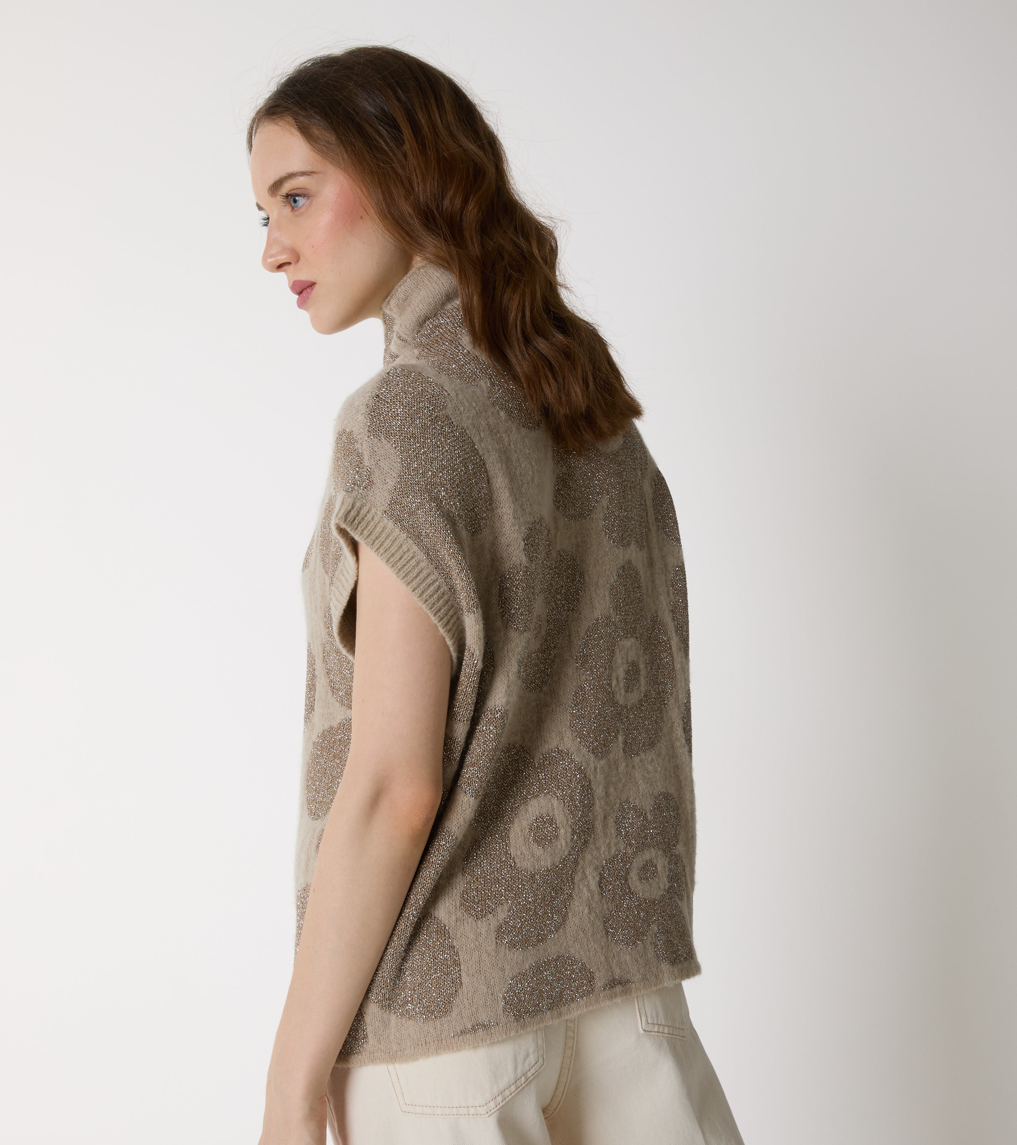 Gilet in alpaca e lana jacquard
