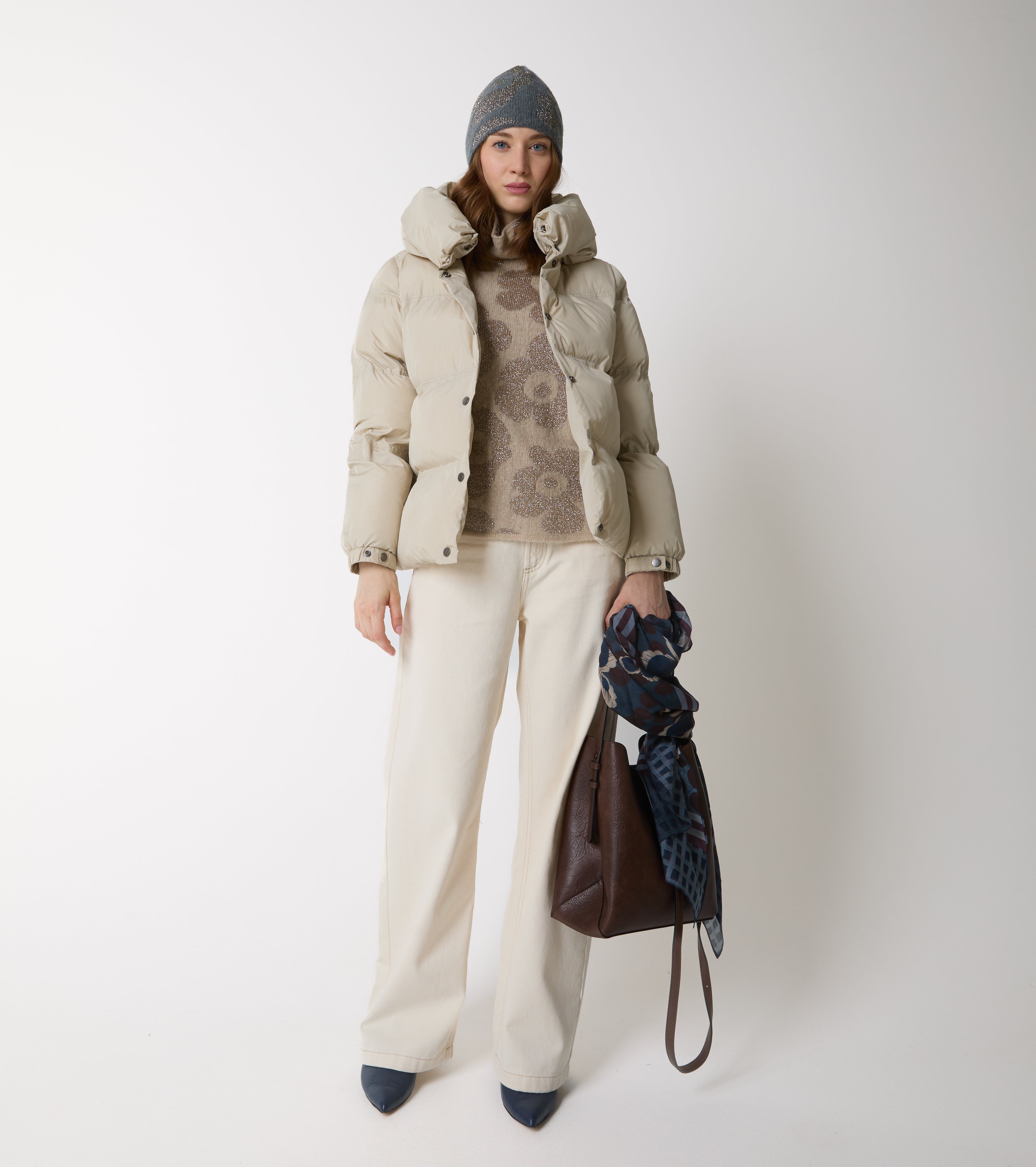 Gilet in alpaca e lana jacquard