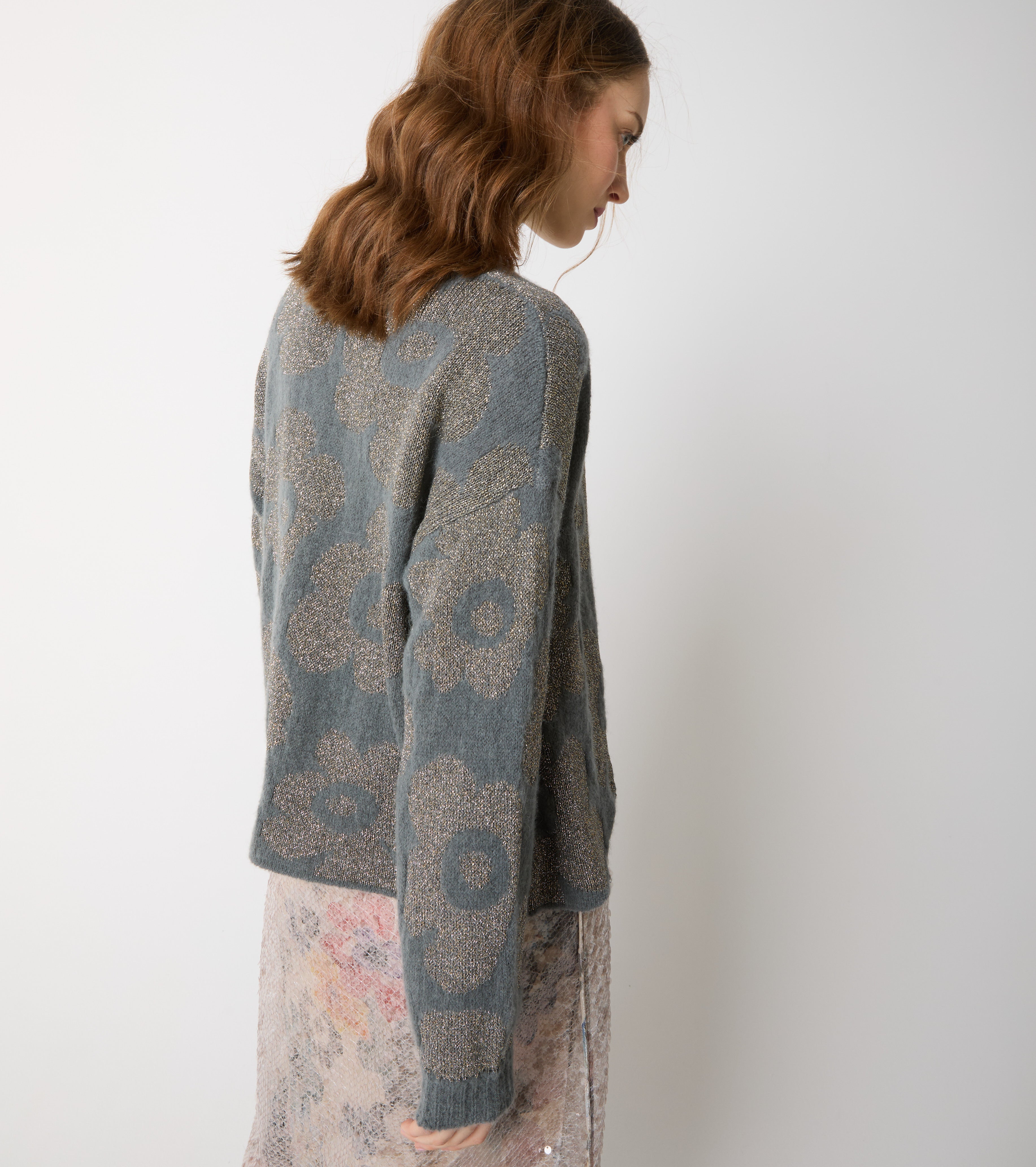 Cardigan in alpaca e lana jacquard