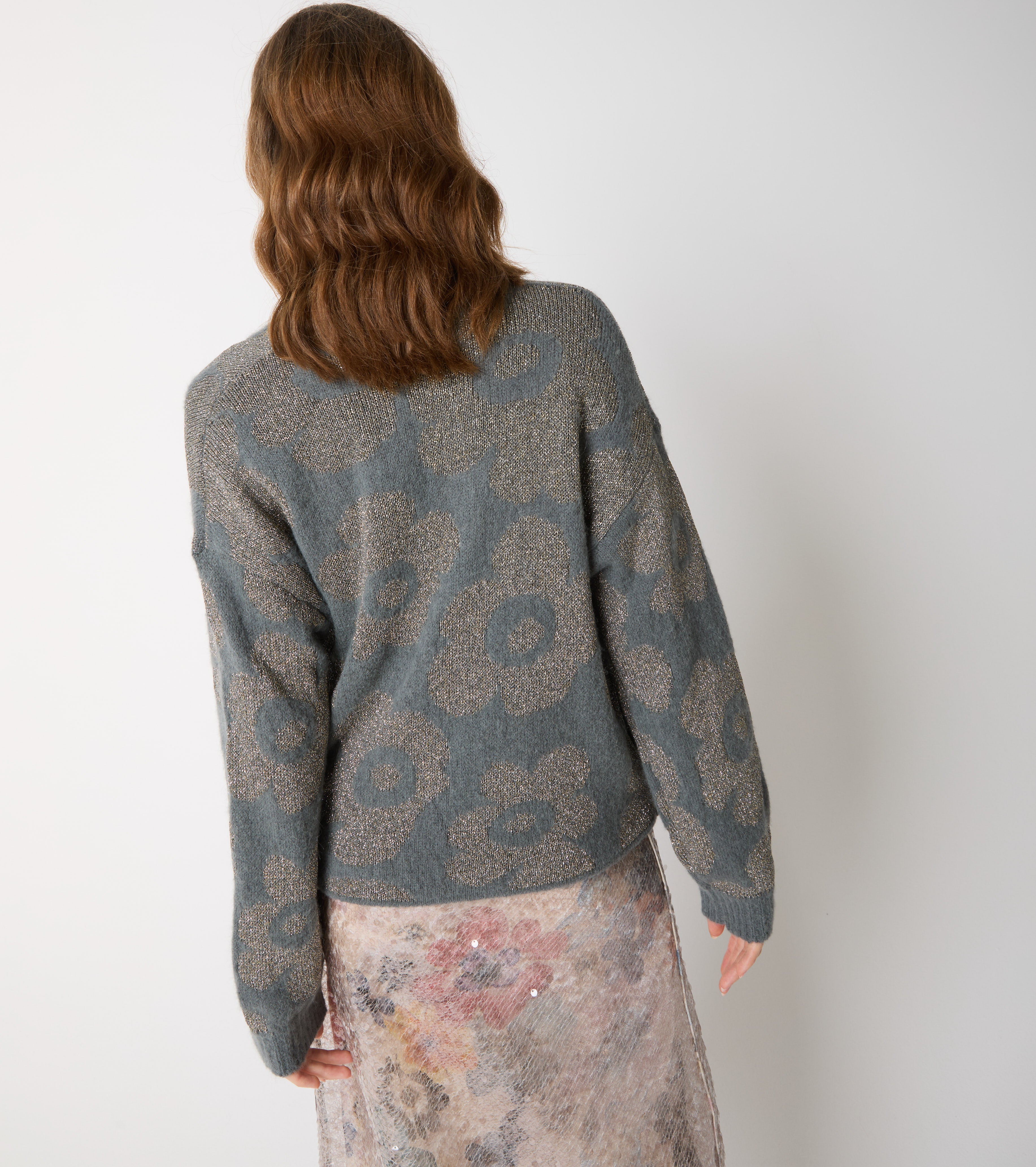 Cardigan in alpaca e lana jacquard