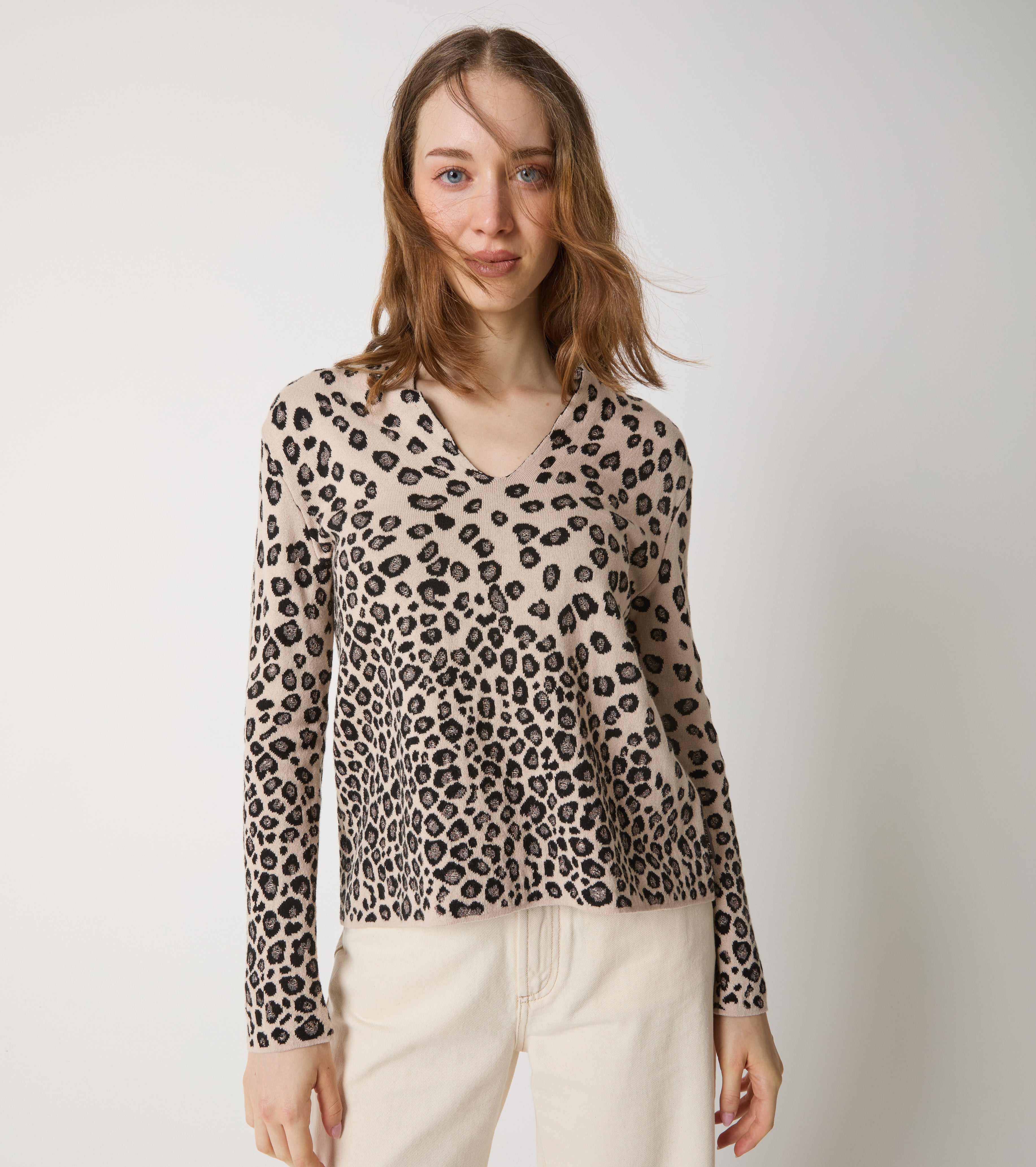 Maglia in cotone e lana jacquard