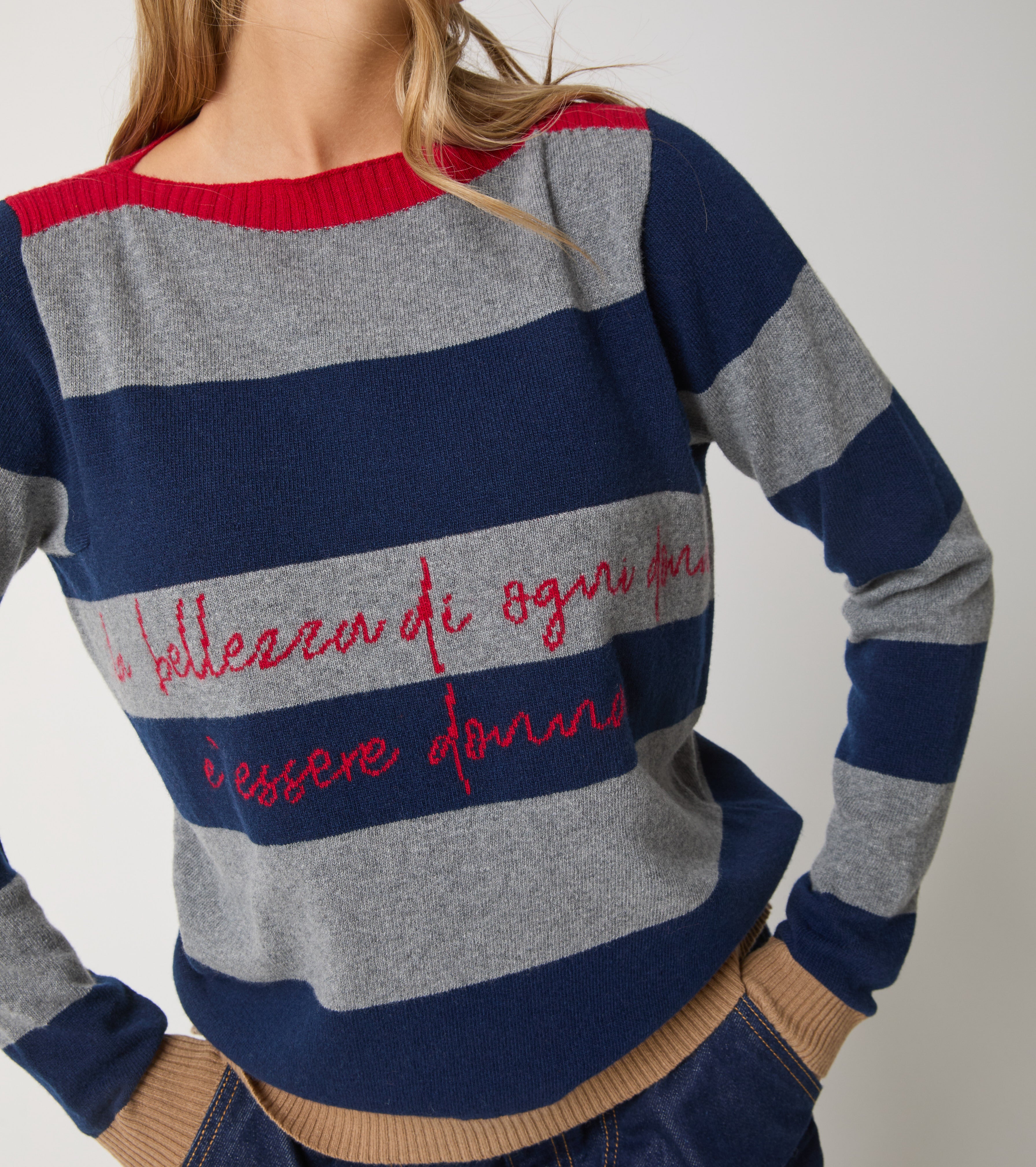 Maglia a righe in lana e cashmere