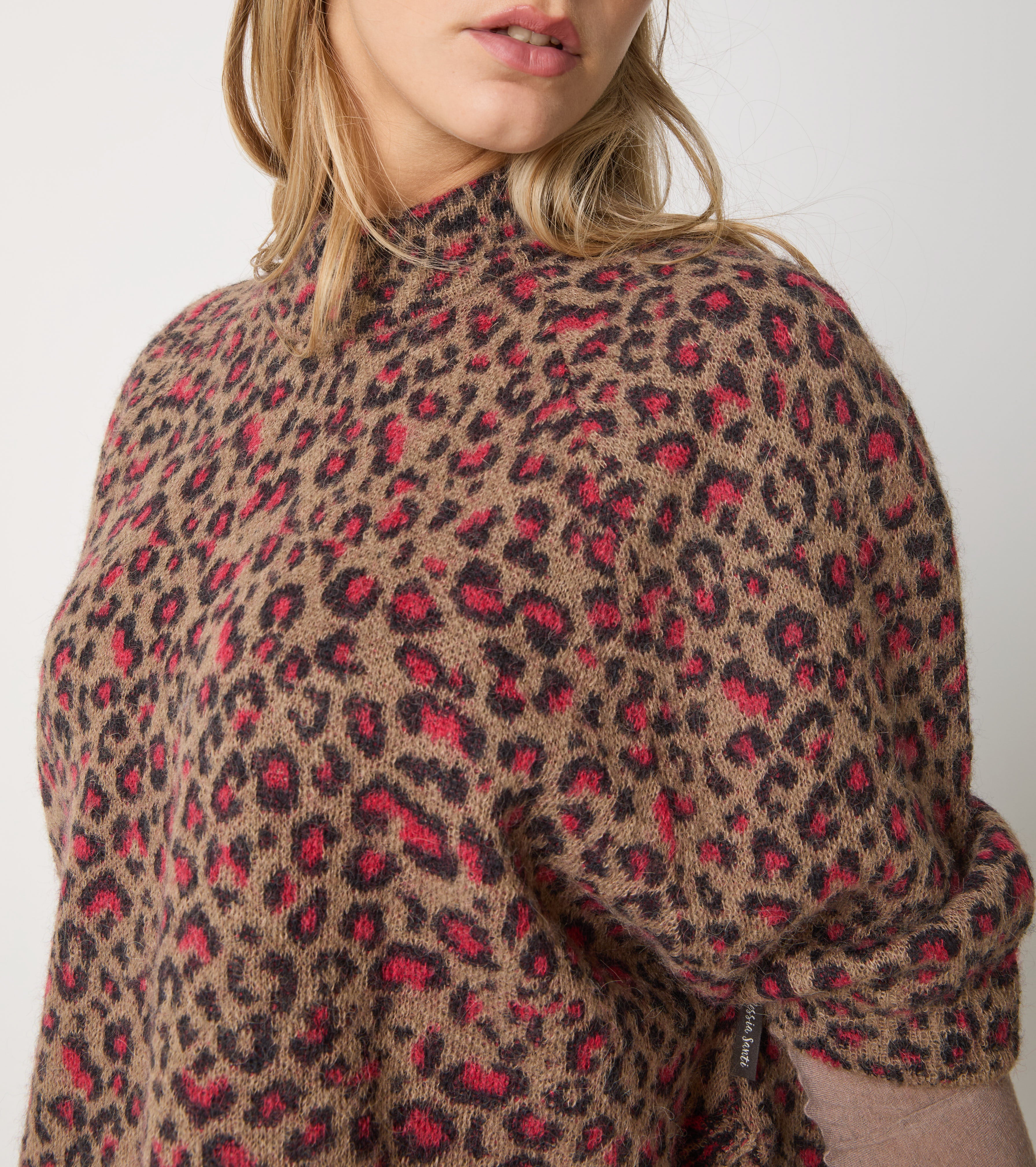 Maglia girocollo in alpaca jacquard