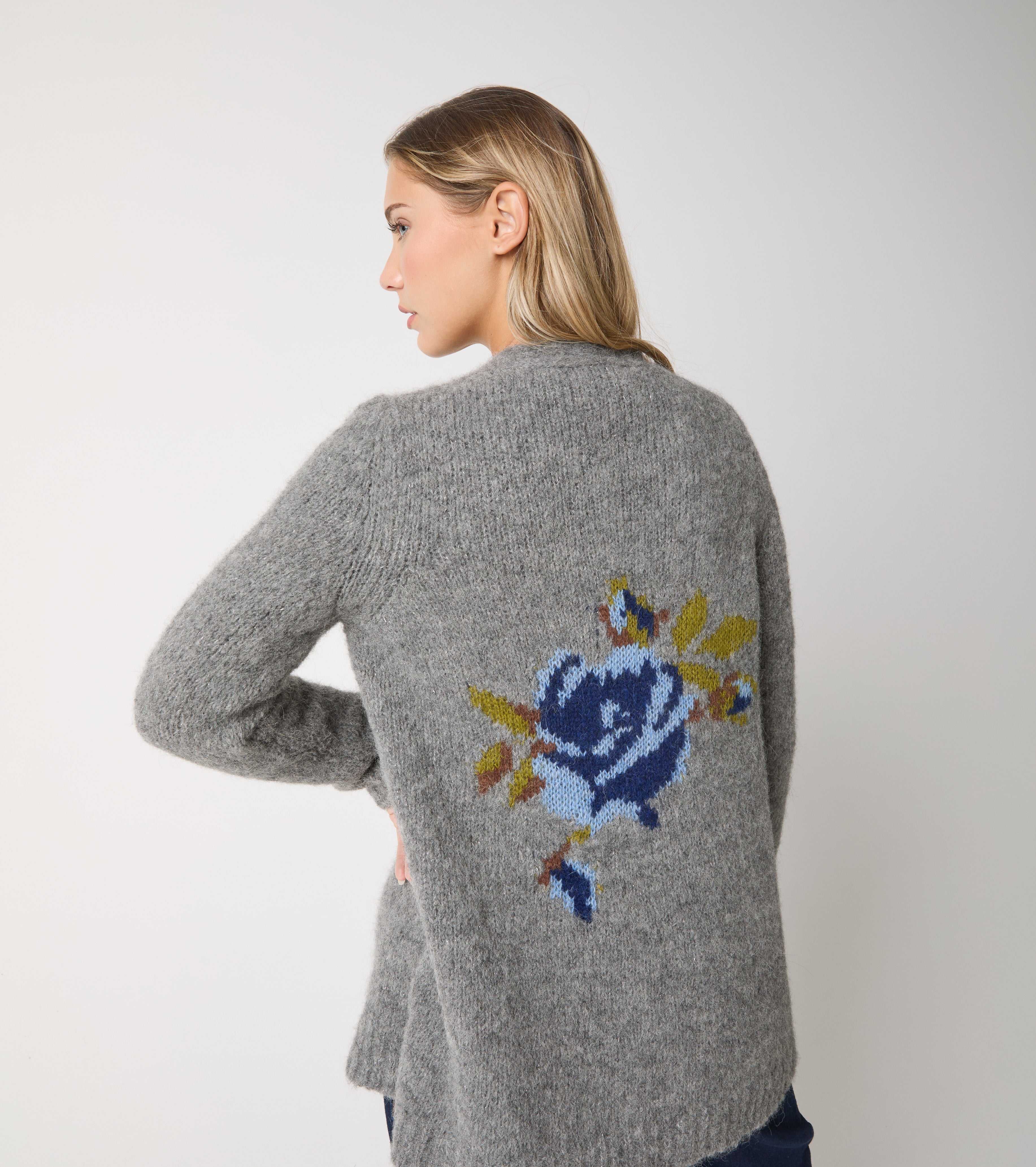 Cardigan in alpaca e lana con scollo a V