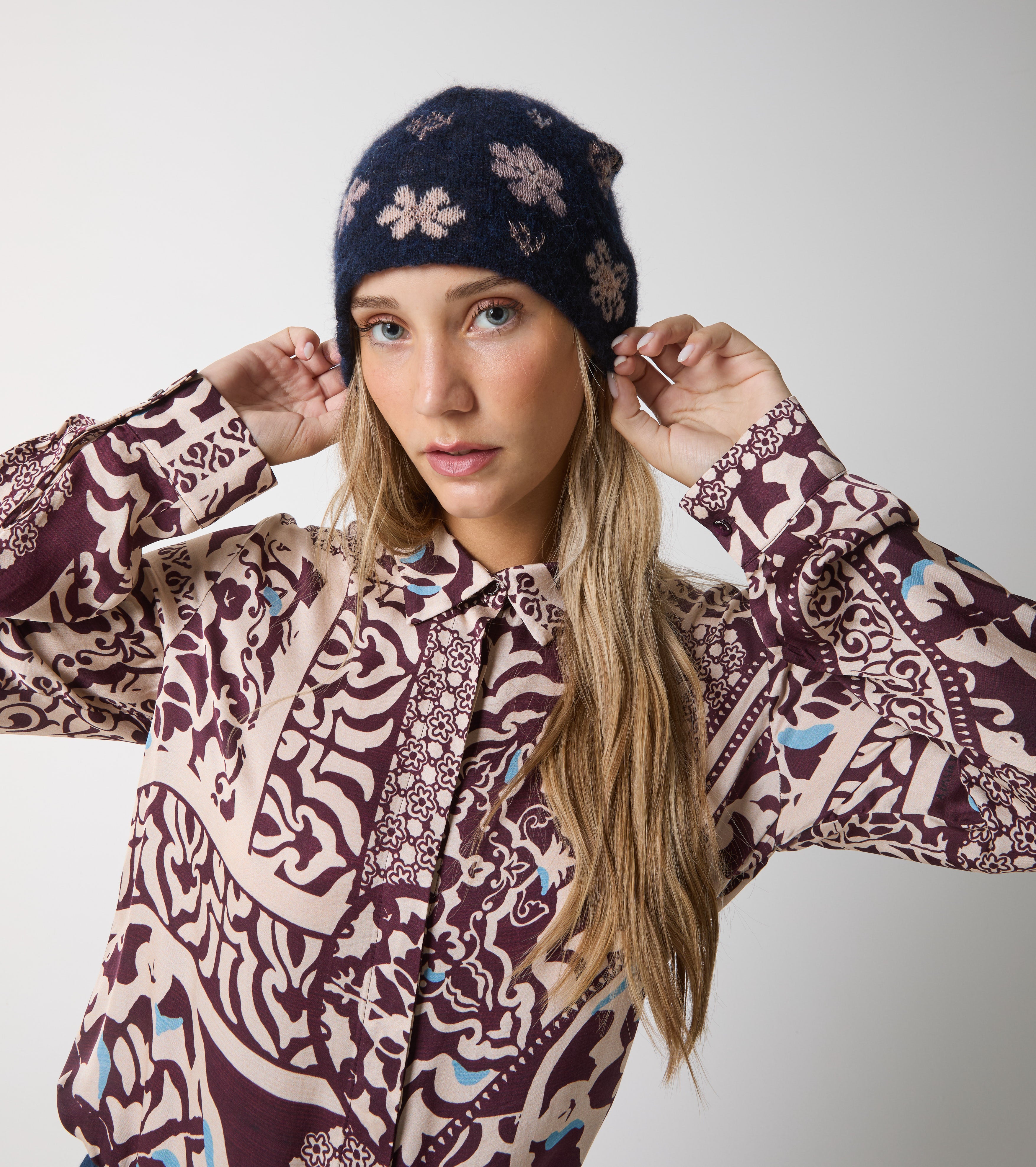 Berretto beanie in lana jacquard