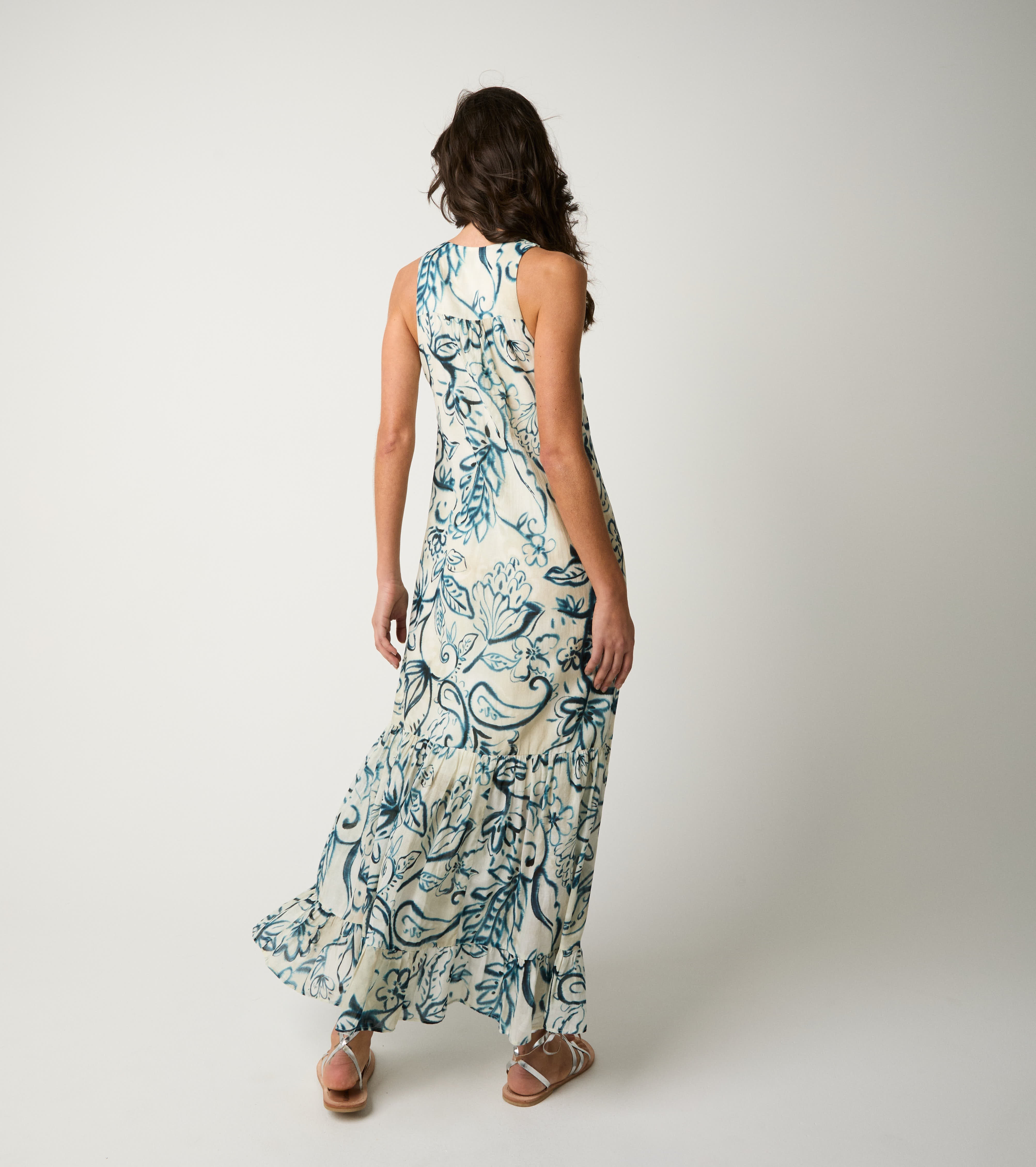 Abito floreale con rouches fiore