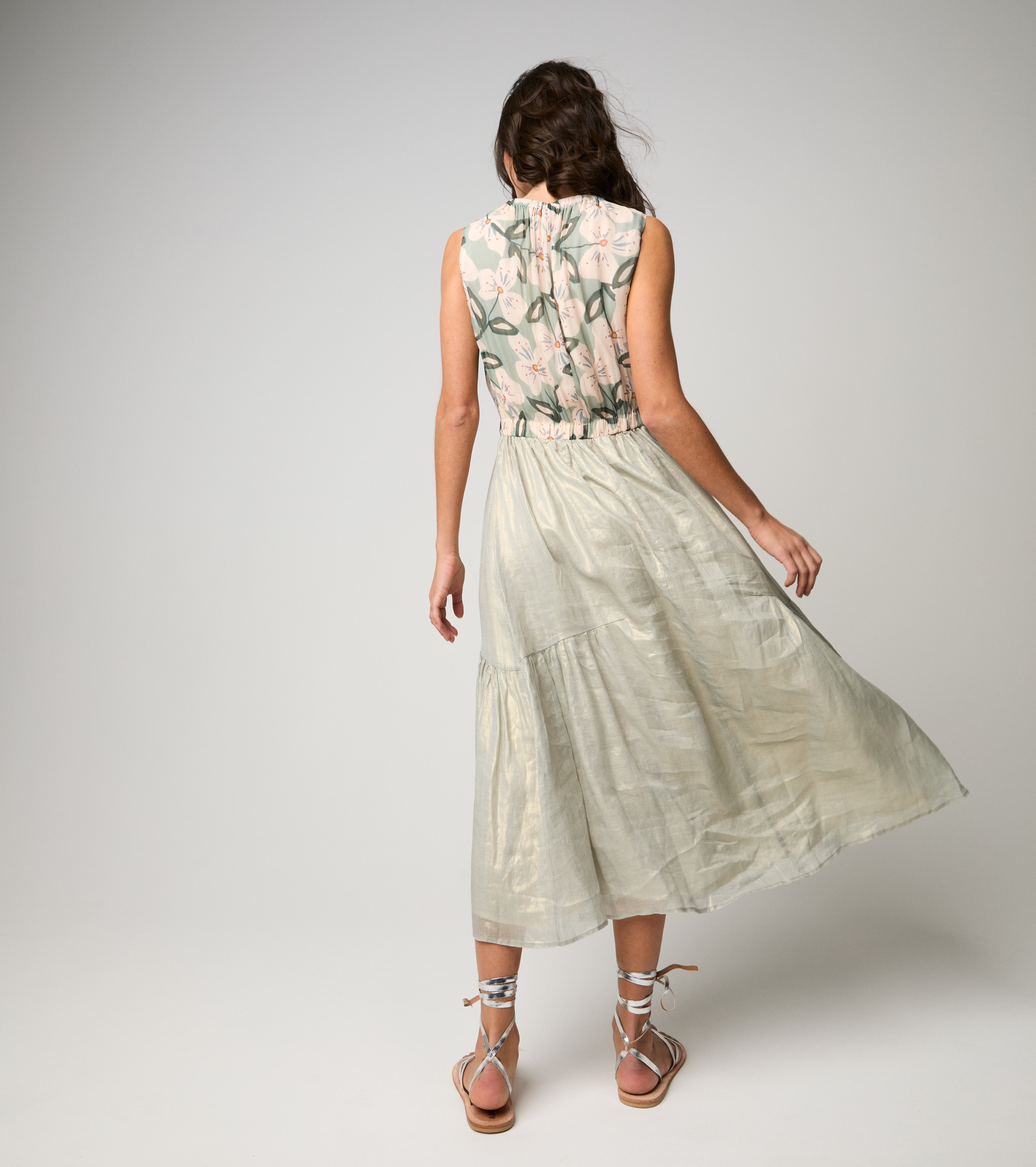 Abito con top floreale verde