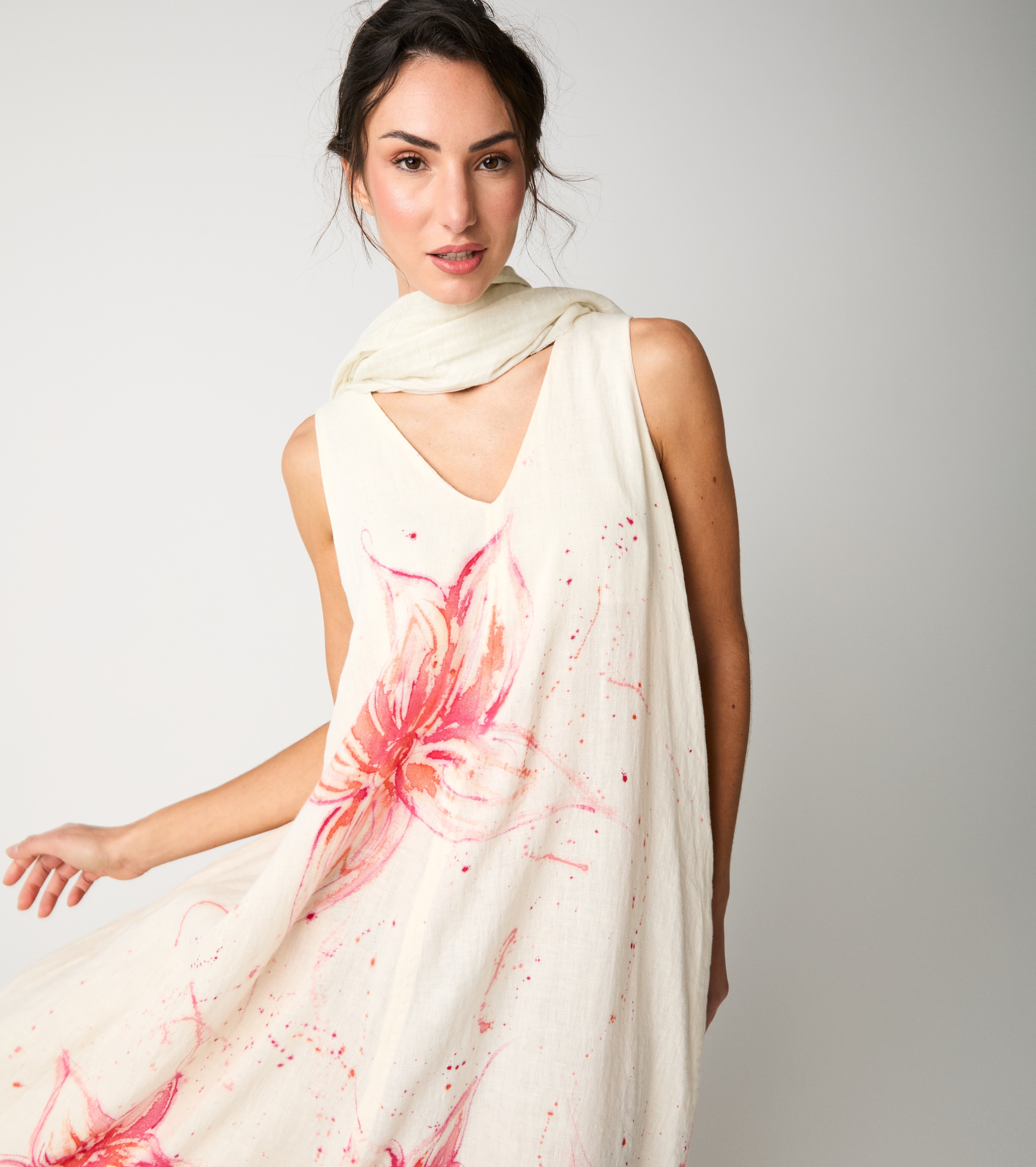 Abito in lino floreale fiori